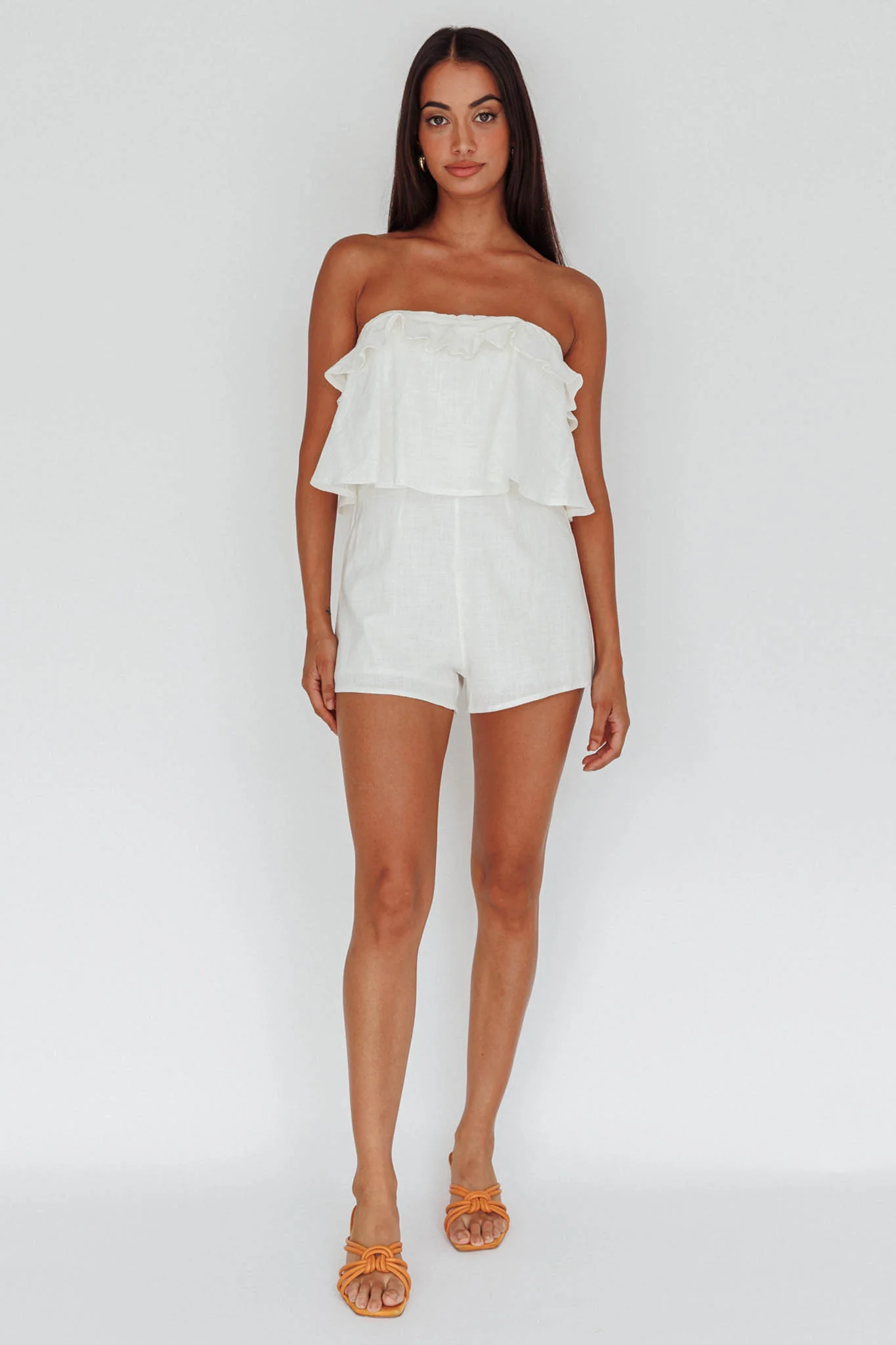 Joey Strapless Tie-Back Romper White - Image 4