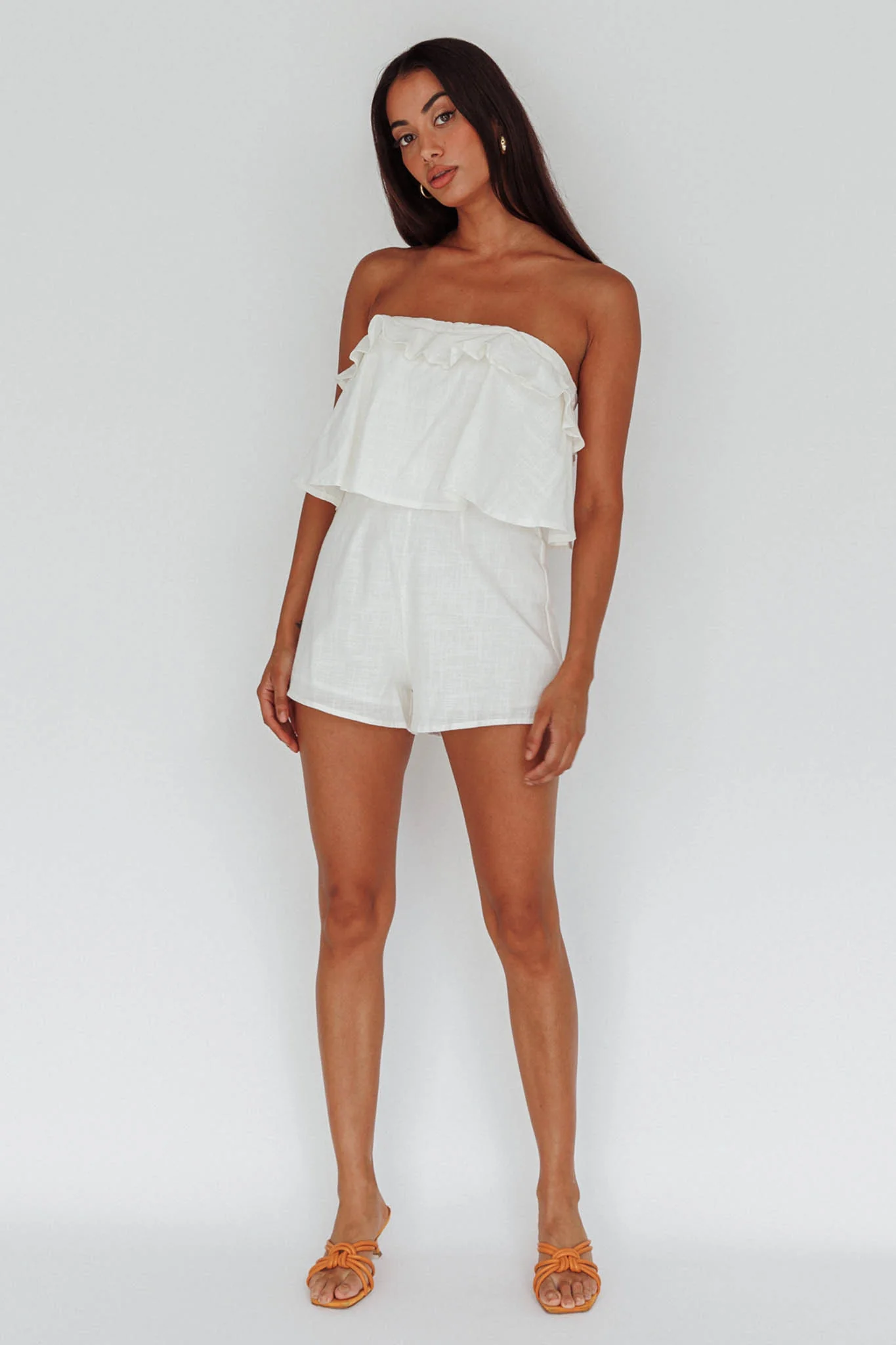 Joey Strapless Tie-Back Romper White - Image 7