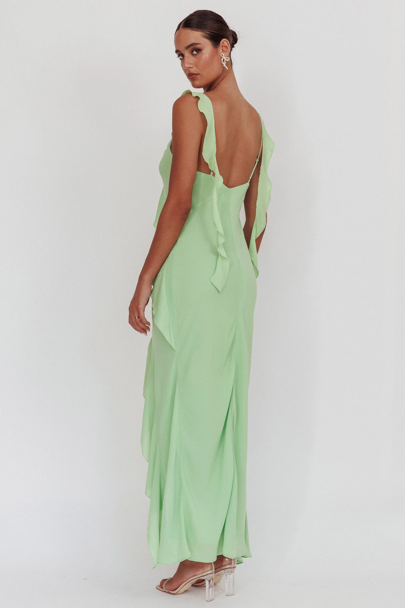Johannson Ruffle Trim Maxi Dress Pistachio - Image 2