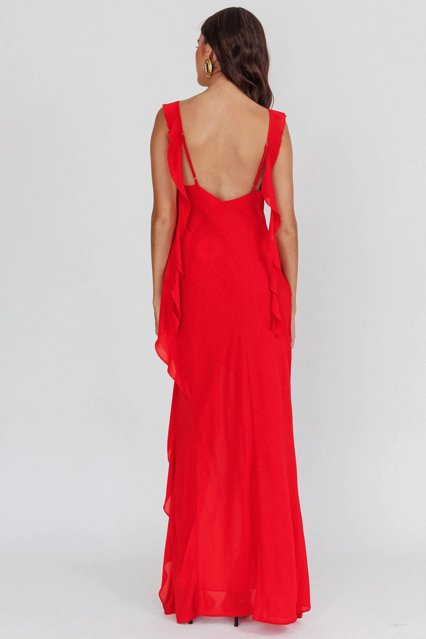 Johannson Ruffle Trim Maxi Dress Red - Image 2