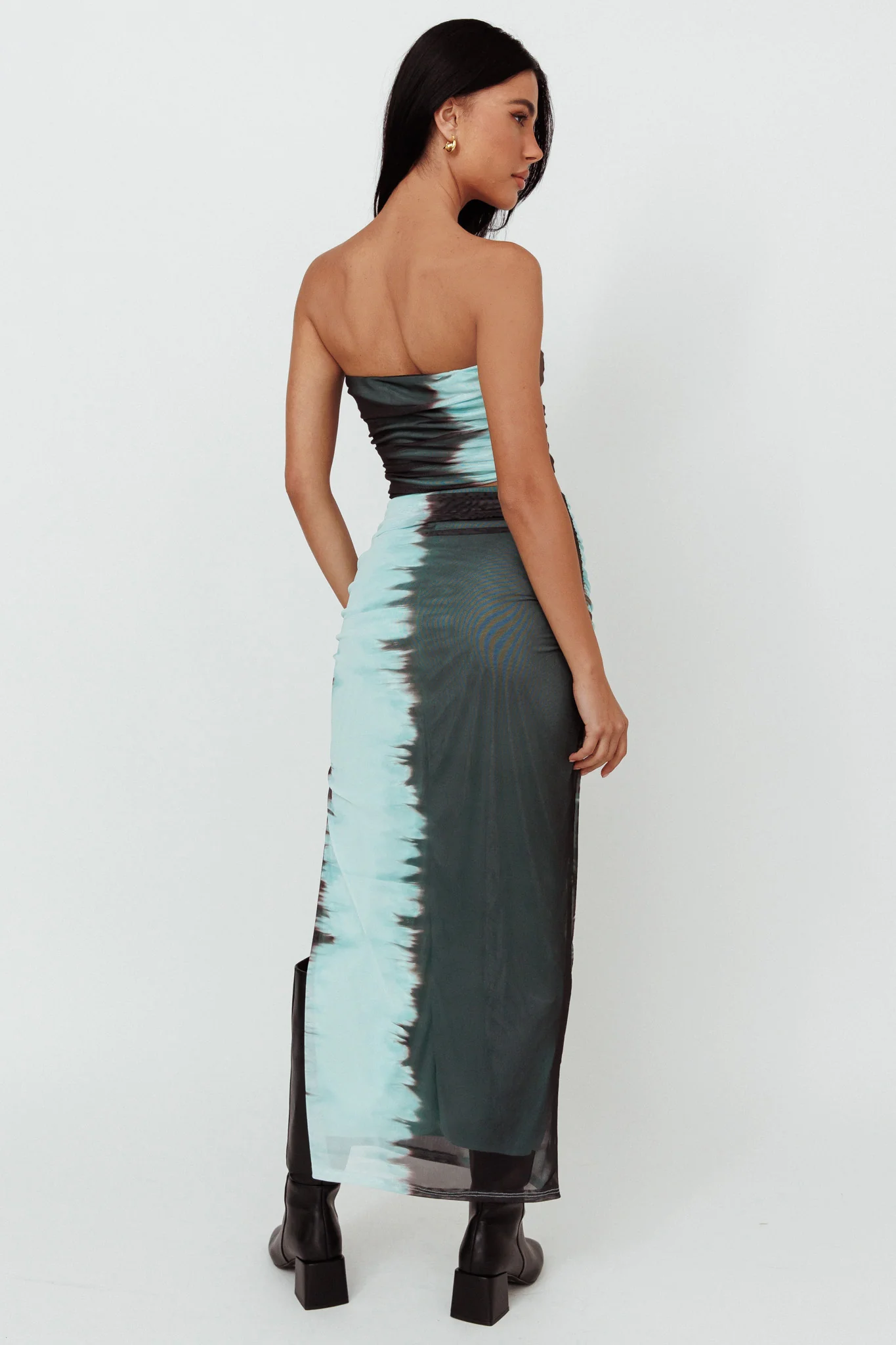 Jolyn Mesh Midi Skirt Charcoal - Image 2