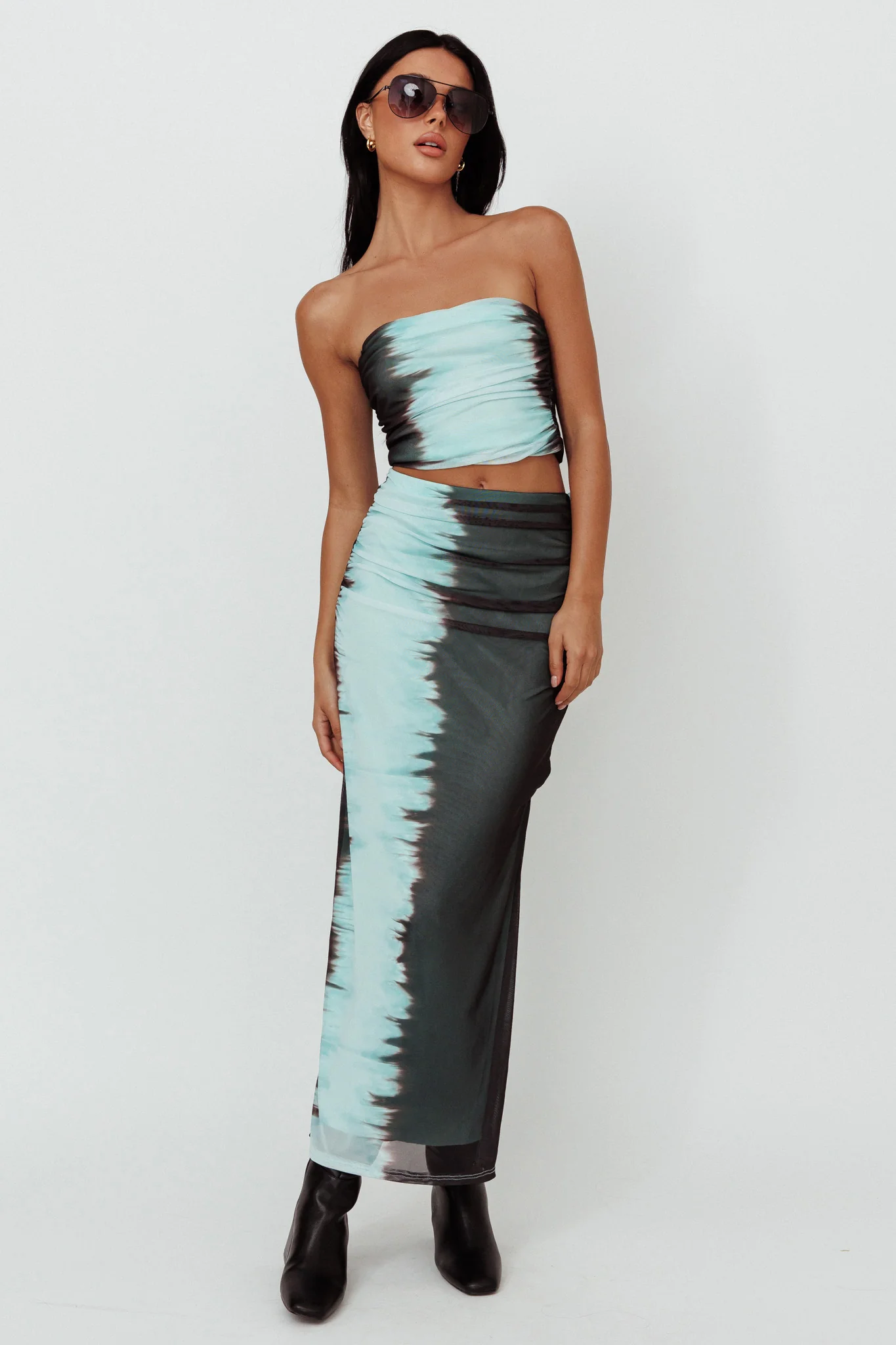 Jolyn Mesh Midi Skirt Charcoal - Image 3