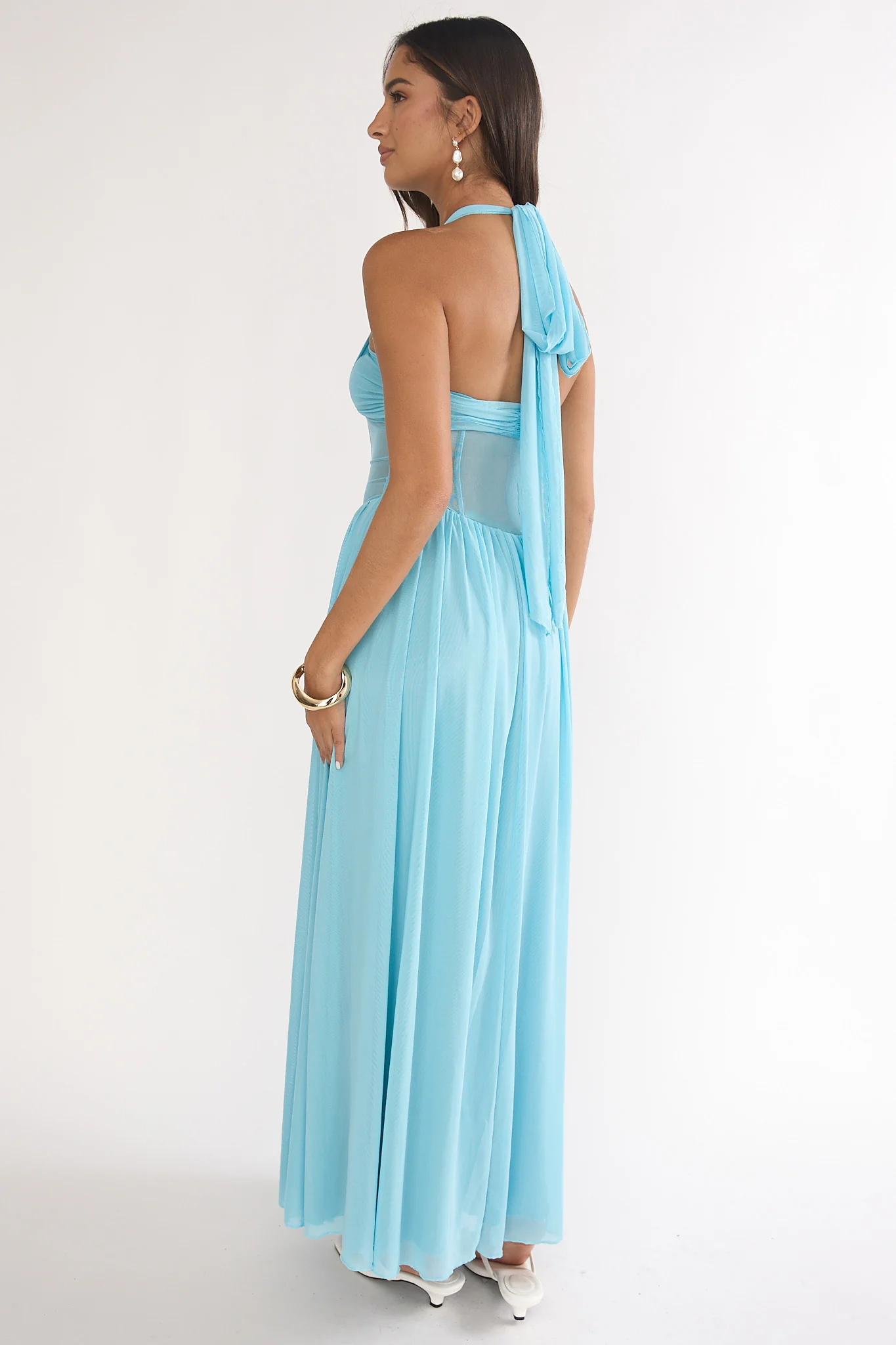 Jovella Halterneck Mesh Dress Blue - Image 2