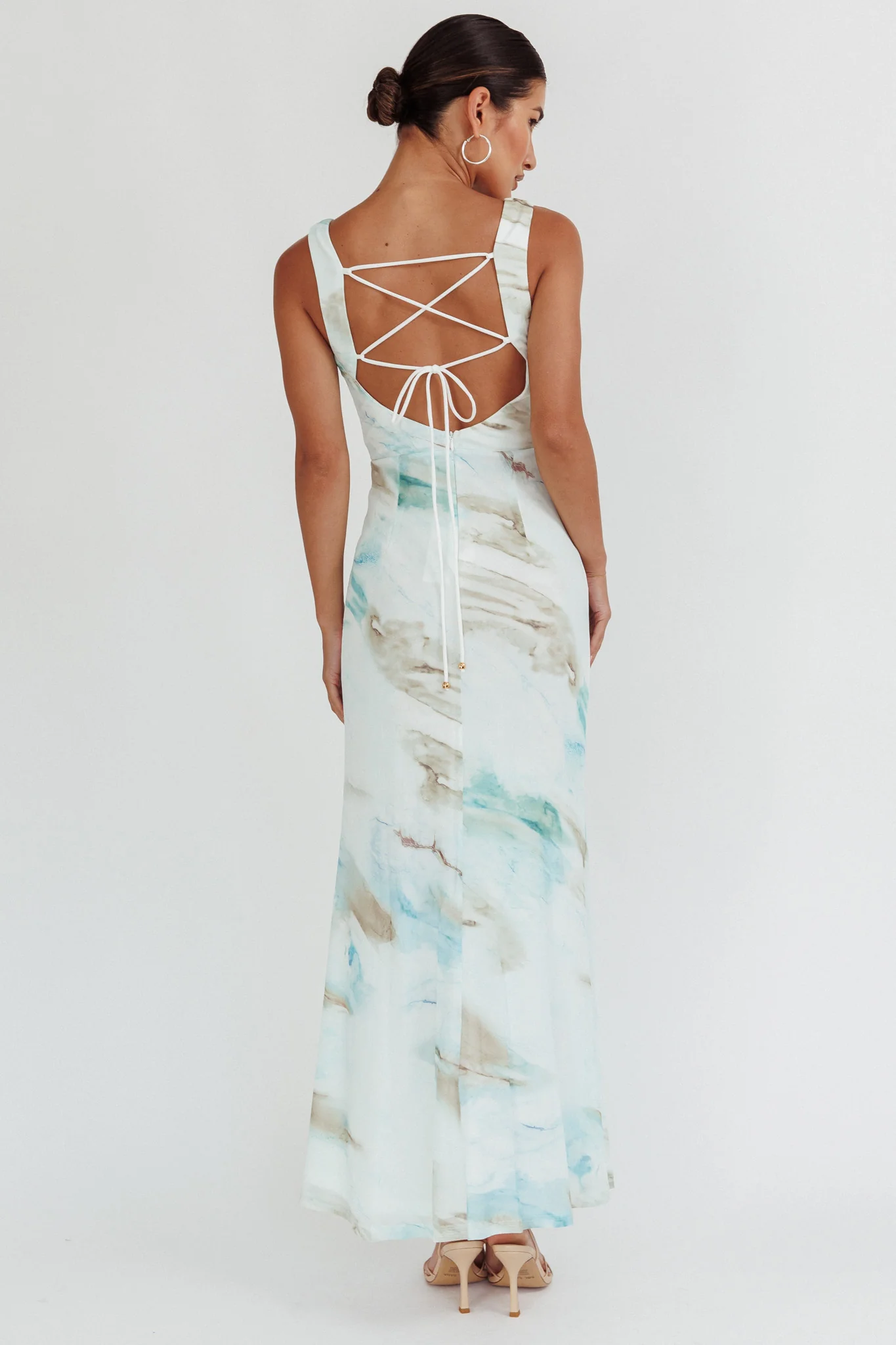 Jovelle Strappy Back Maxi Dress Marble Blue - Image 2