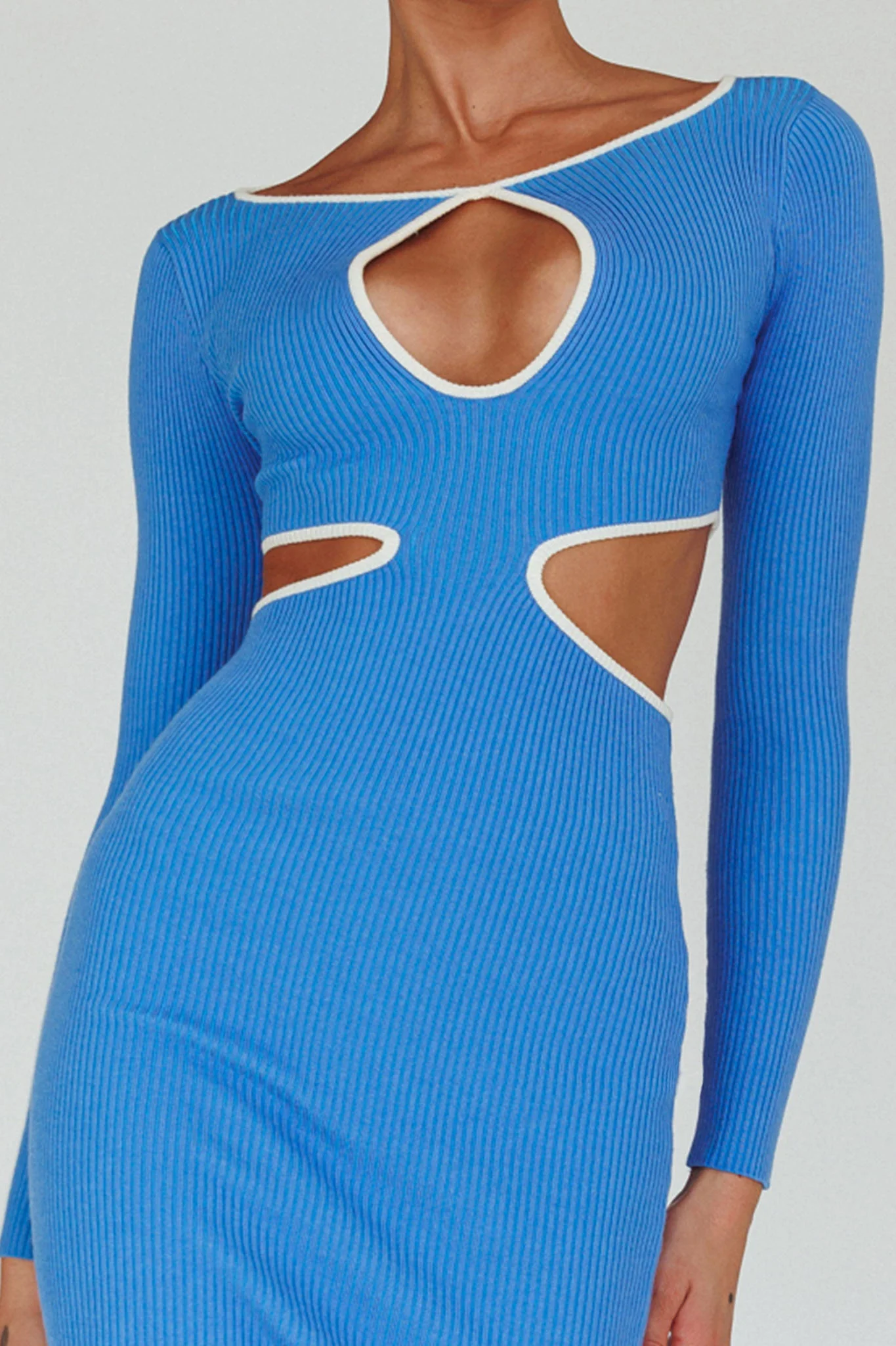 Jovie Keyhole Knit Midi Dress Blue - Image 4