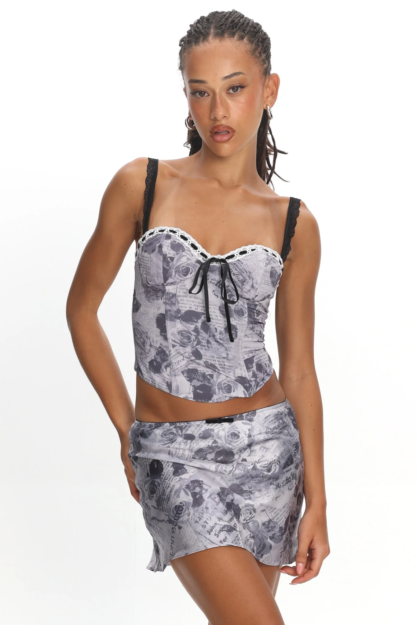 Julissa Ribbon Trim Top Floral Ink - Image 5