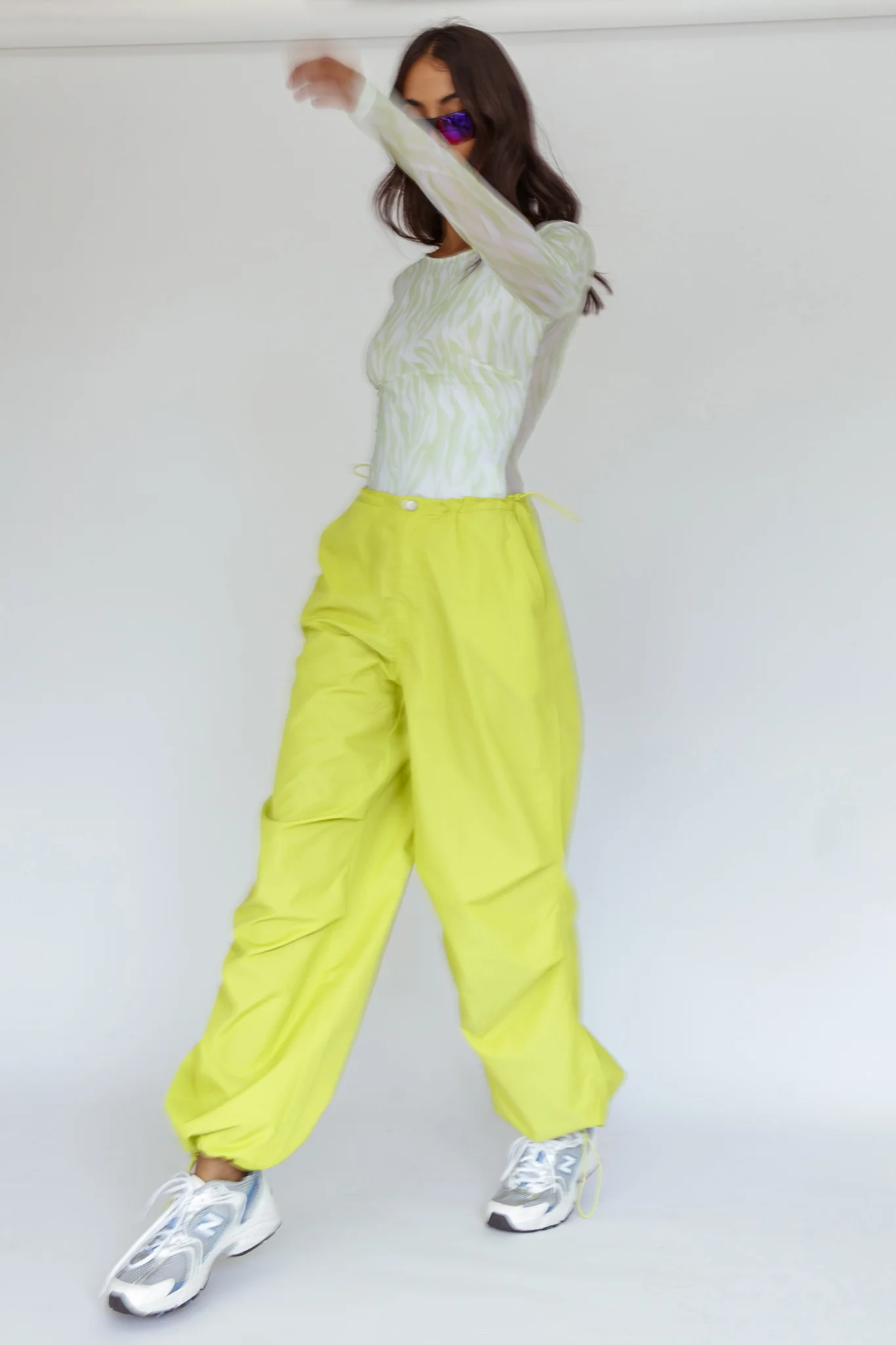 Juni Long Sleeve Low Back Mesh Bodysuit Tiger Lime - Image 3