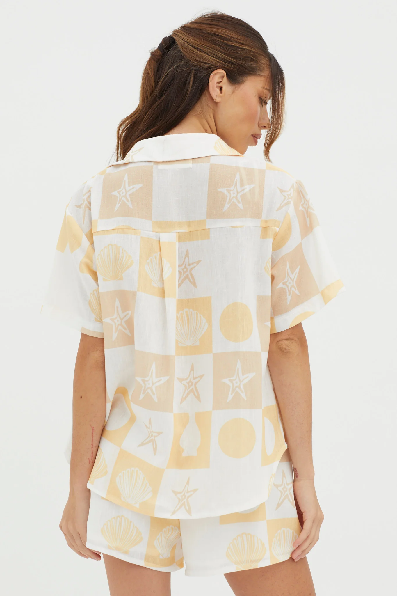 Just A Hunch Button Shirt Shell Print Yellow Multi - Image 2