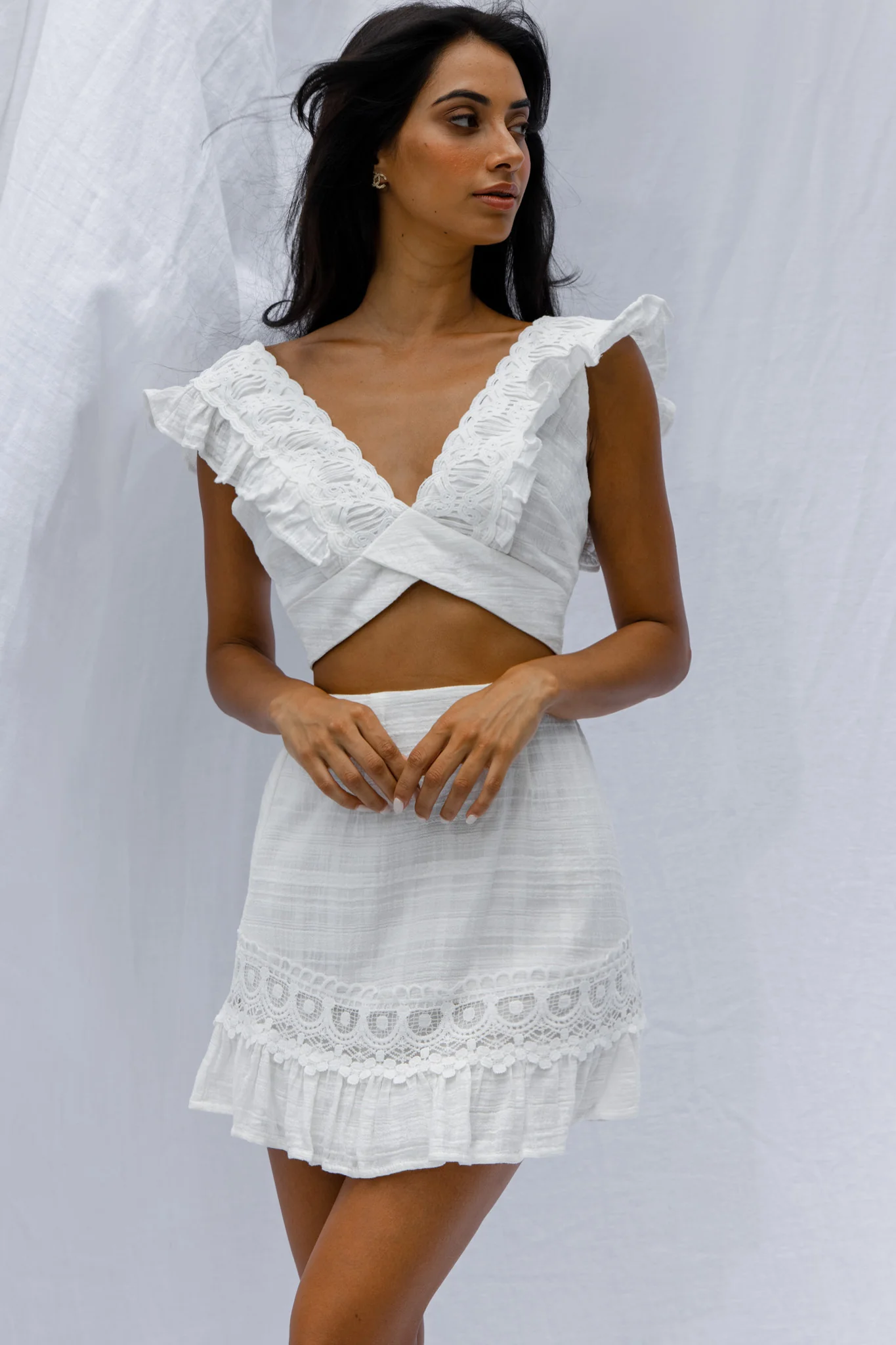 Just Bliss Embroidered Trim Mini Skirt White - Image 4