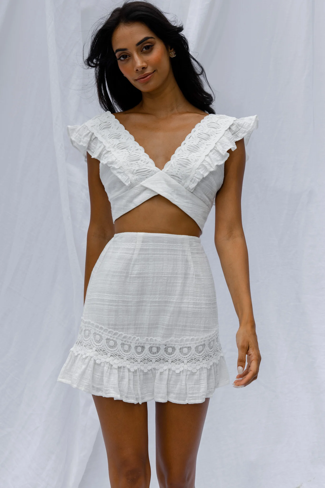 Just Bliss Embroidered Trim Mini Skirt White - Image 8
