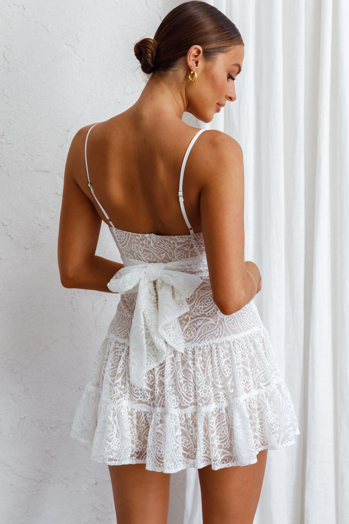 Just Like Heaven Lace Overlay Mini Dress White - Image 2