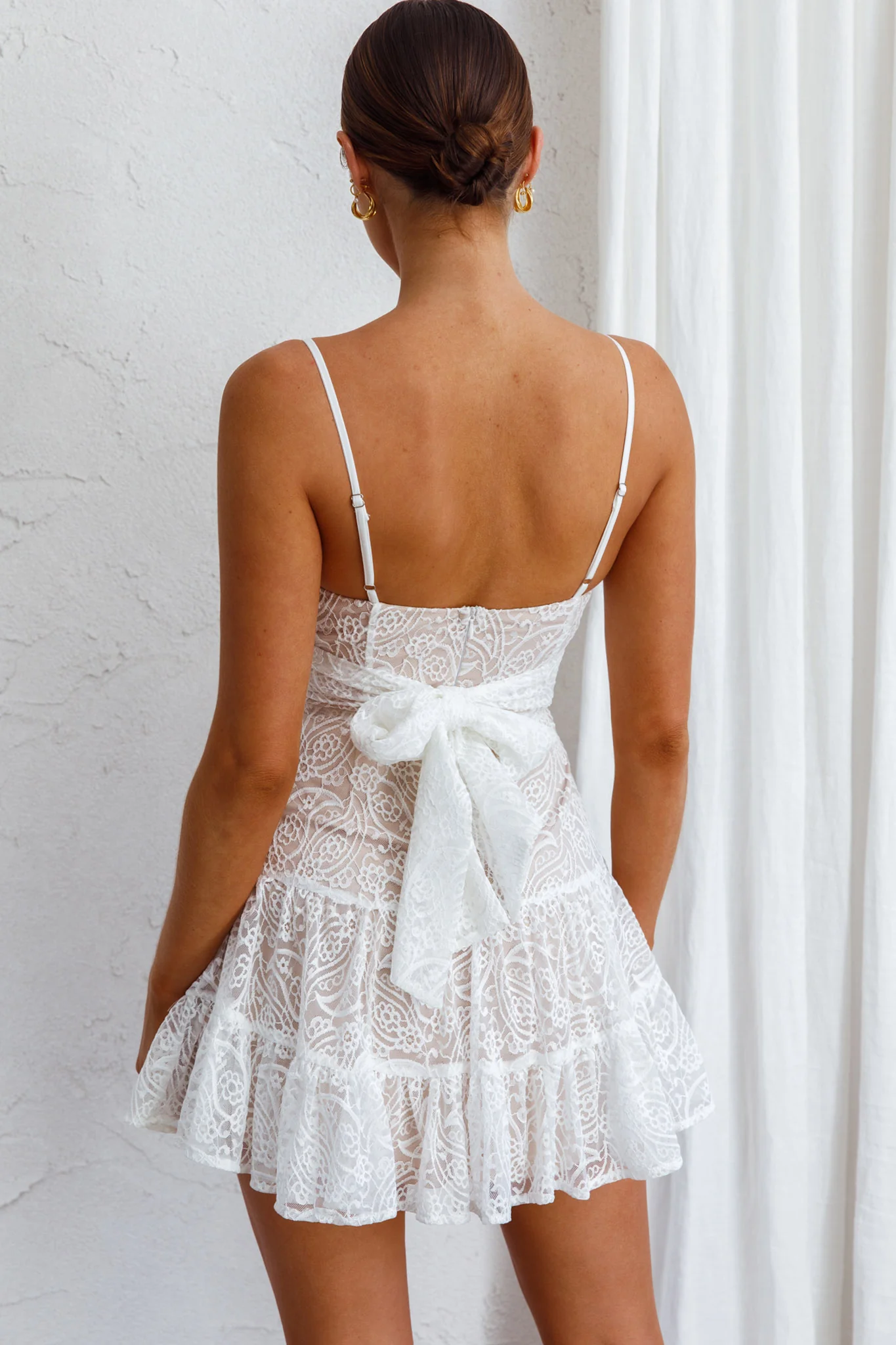 Just Like Heaven Lace Overlay Mini Dress White - Image 8