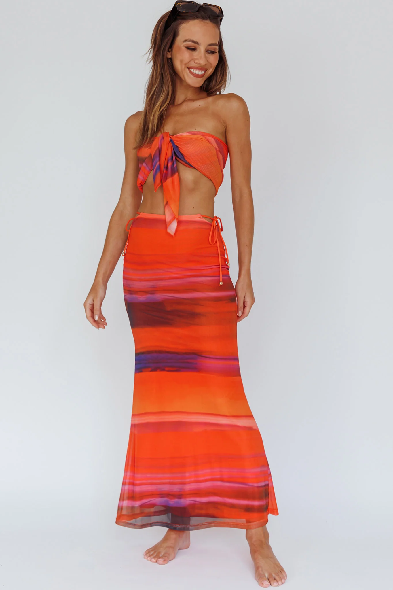 Just Like That Multiway Midi Dress & Scarf Orange - Image 3