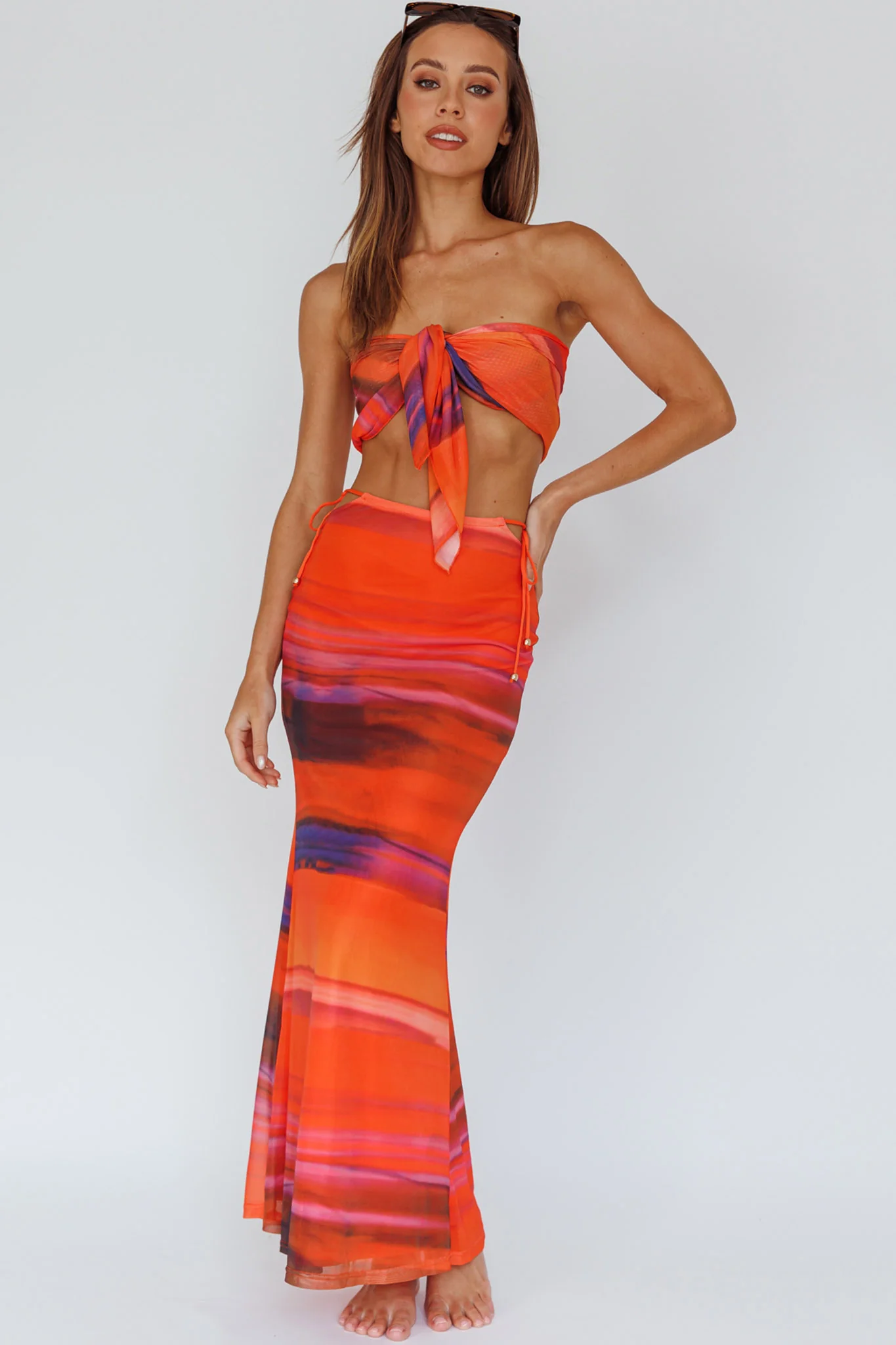 Just Like That Multiway Midi Dress & Scarf Orange - Image 5