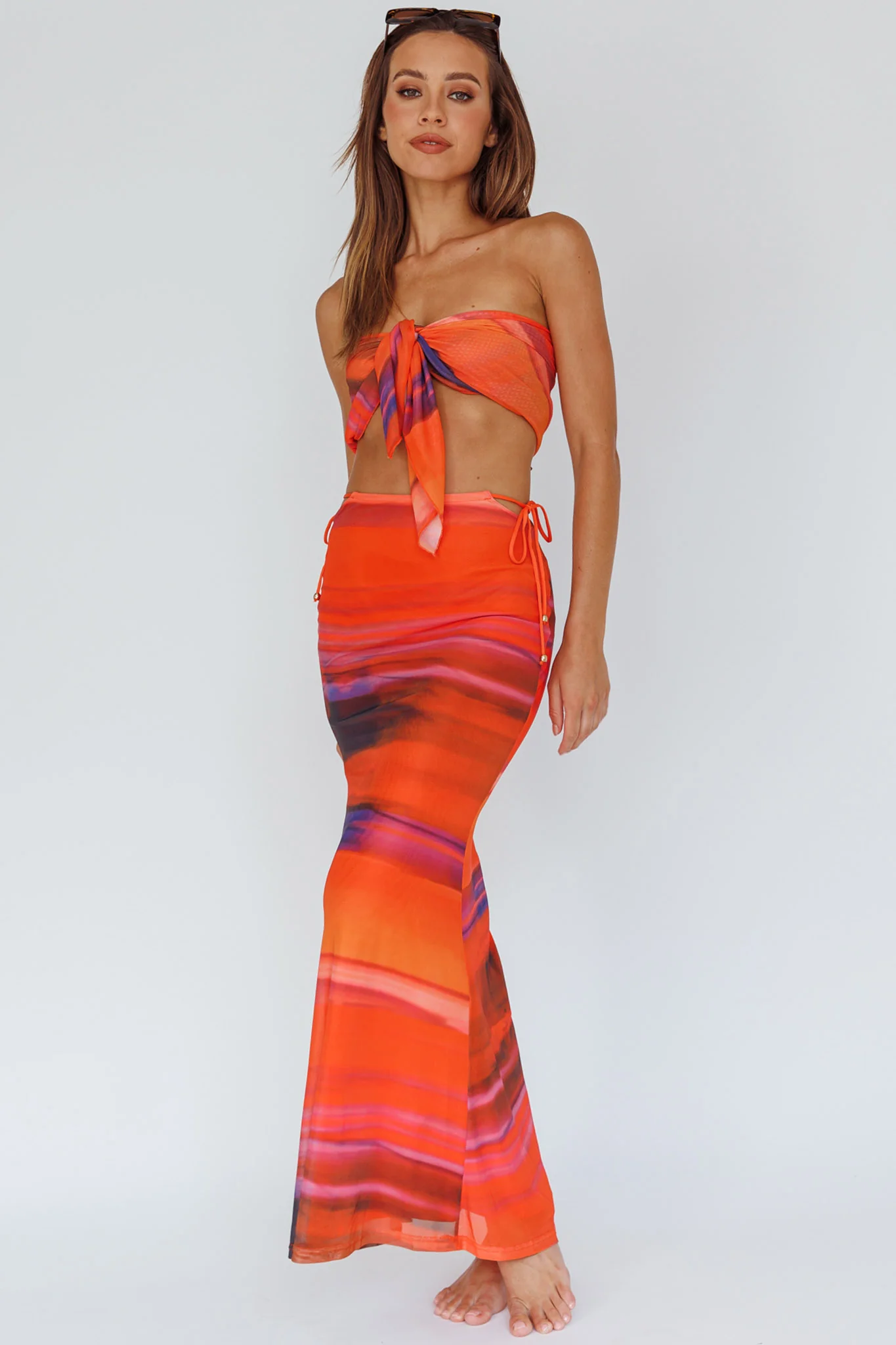 Just Like That Multiway Midi Dress & Scarf Orange - Image 7
