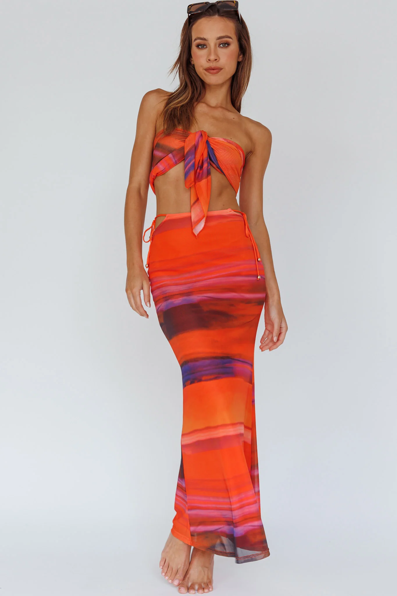 Just Like That Multiway Midi Dress & Scarf Orange - Image 9