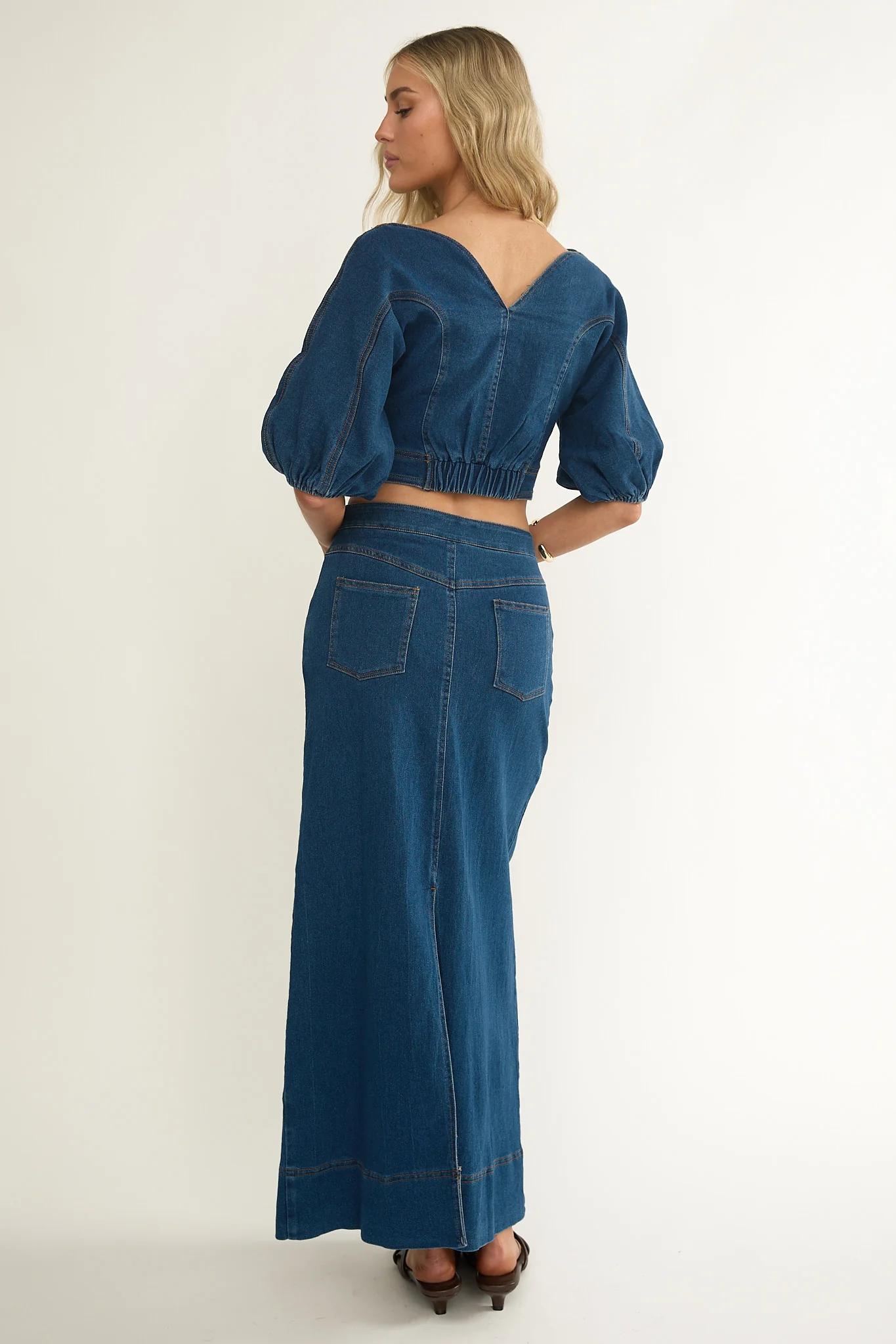 Kaelis Pocket Maxi Skirt Denim - Image 2