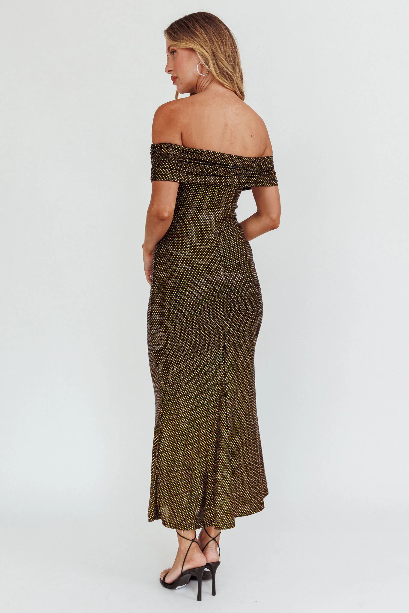 Kailey Off-Shoulder Maxi Dress Spangle Black - Image 2