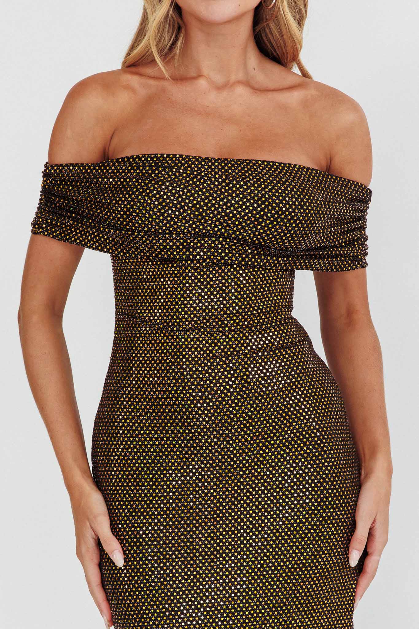 Kailey Off-Shoulder Maxi Dress Spangle Black - Image 4