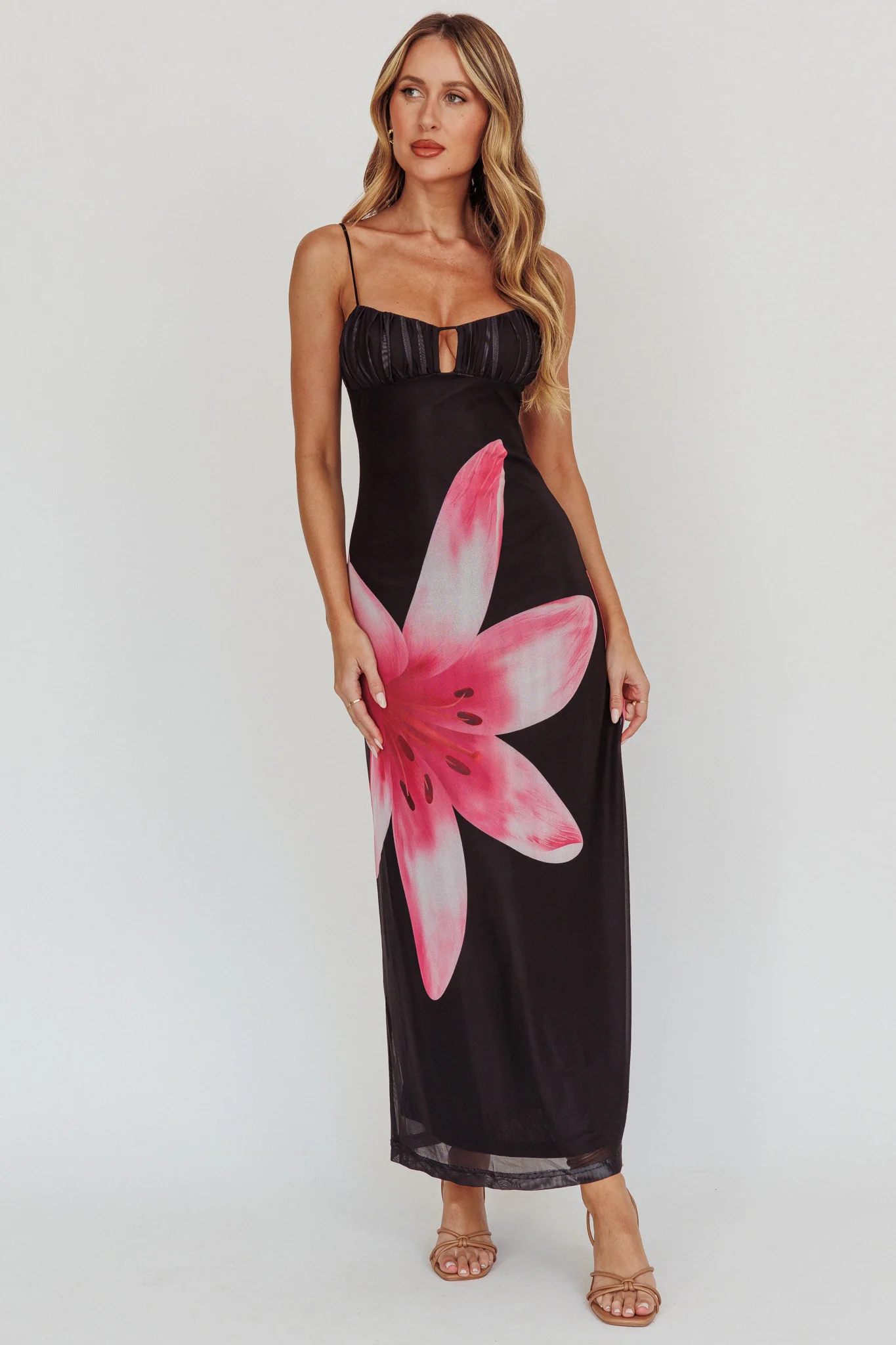 Kailua Floral Print Maxi Dress Black - Image 5
