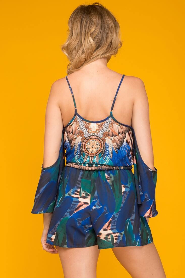 Kairi Dropped Shoulder Sleeve Romper Green - Image 3
