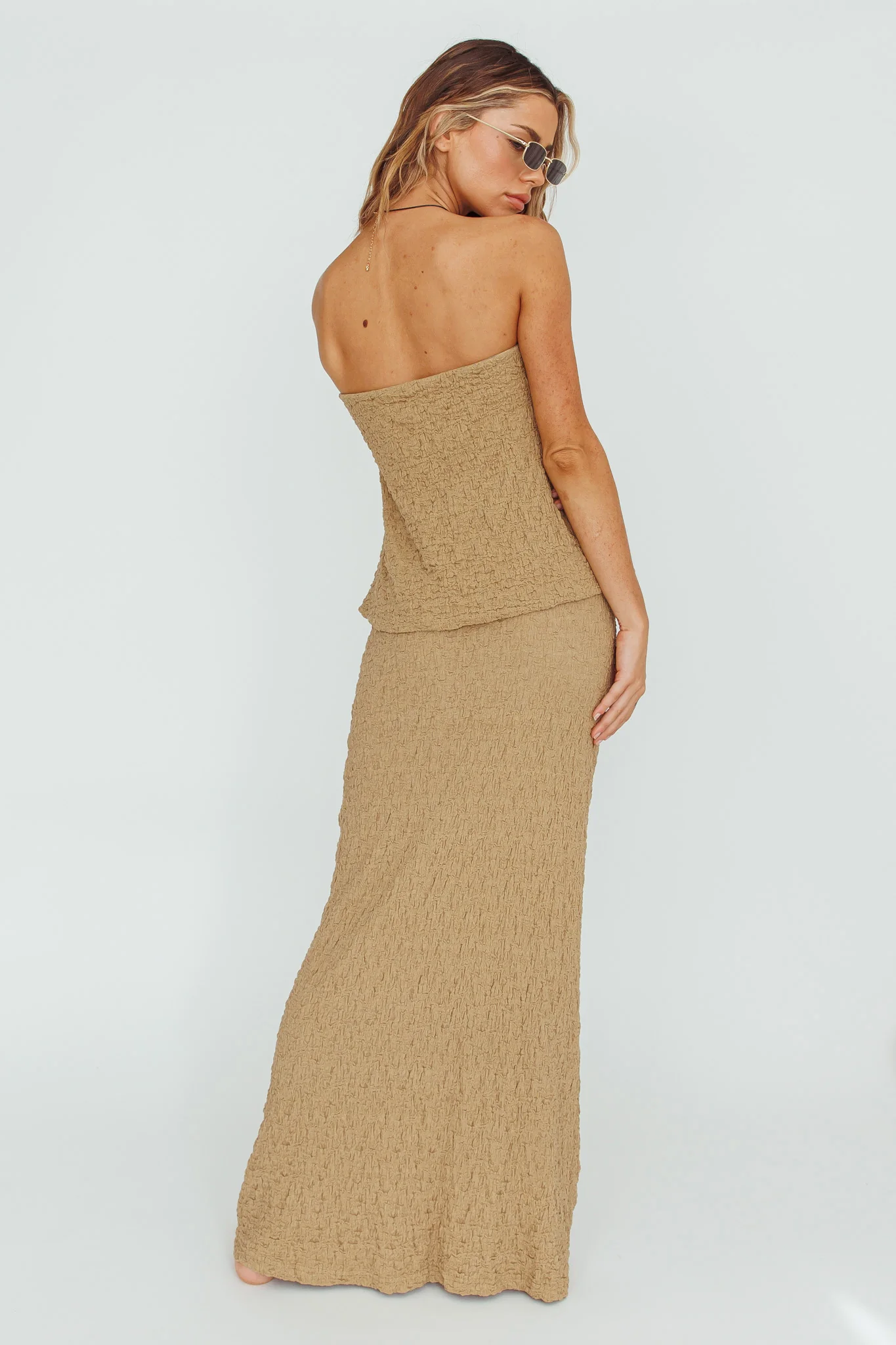 Kalei Textured Midi Skirt Brown - Image 3