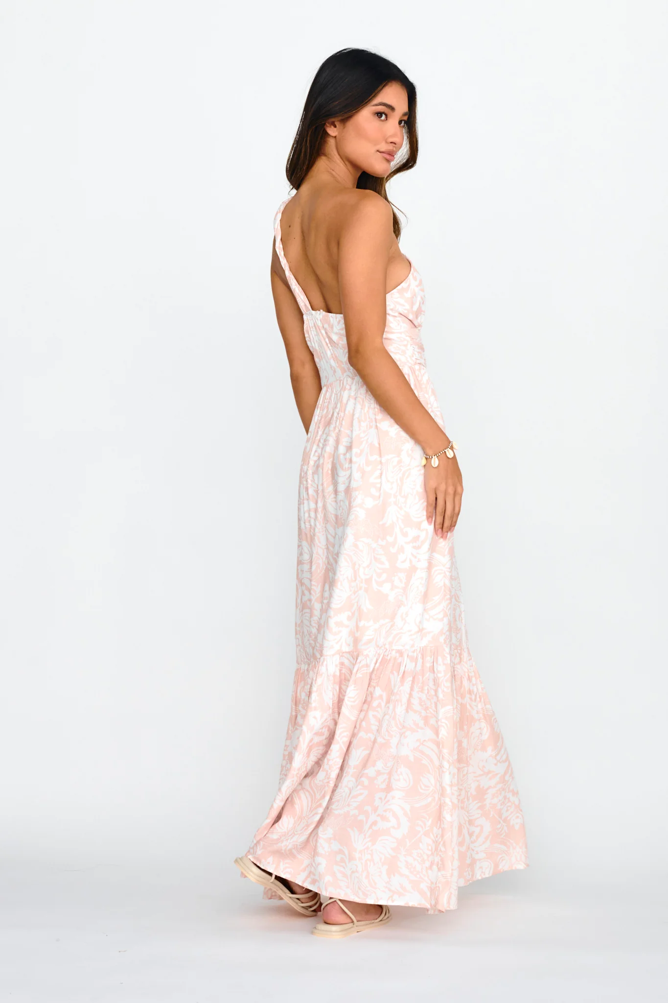 Kamali One-Shoulder Keyhole Maxi Dress Beige - Image 2
