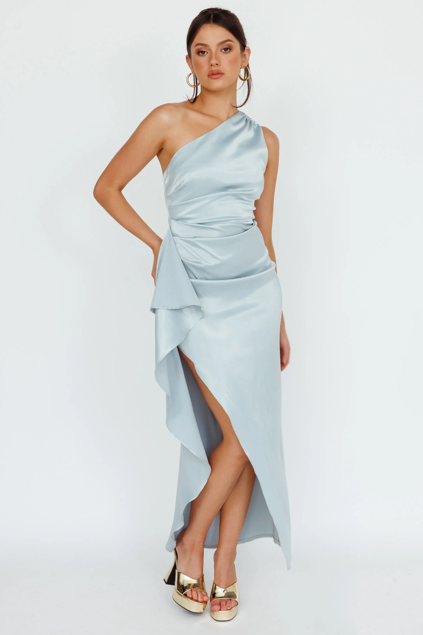 Kamillia One-Shoulder Split Midi Dress Pistachio - Image 5