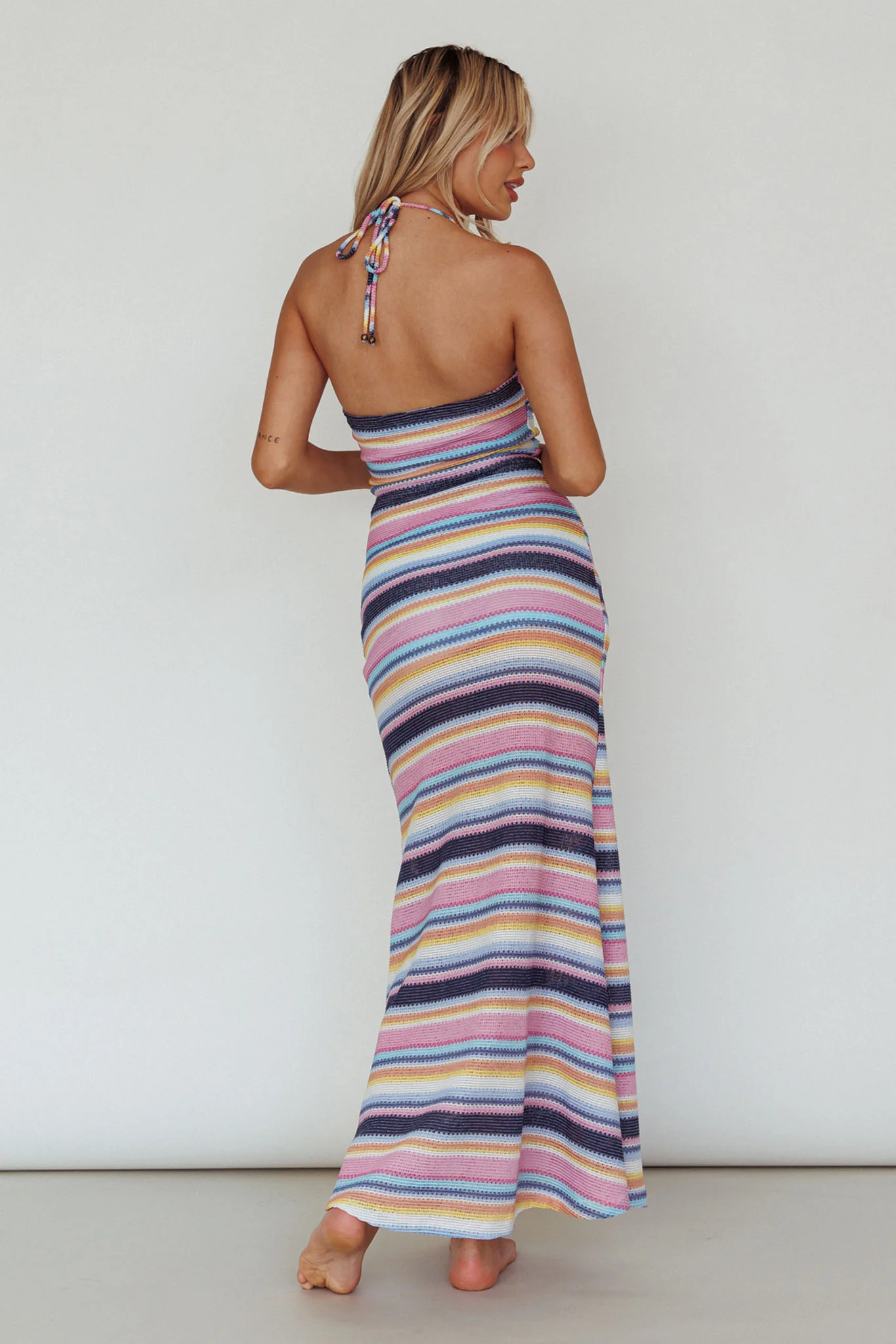 Kandy Crochet Maxi Dress Stripe Blue Multi - Image 2