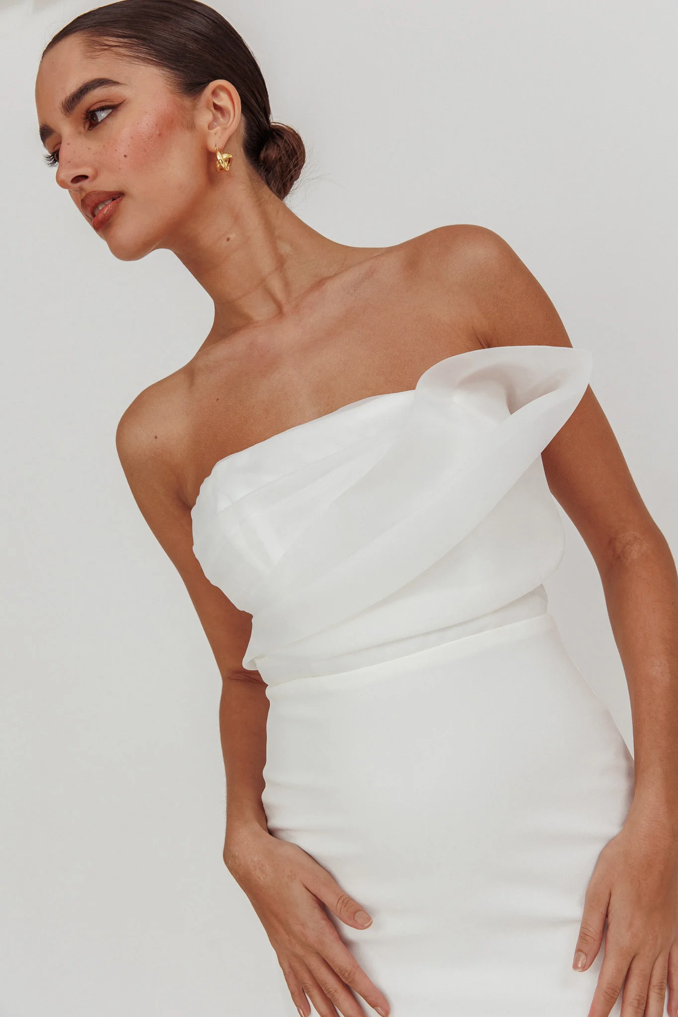 Karaline Strapless Bust Accent Maxi Dress White - Image 3