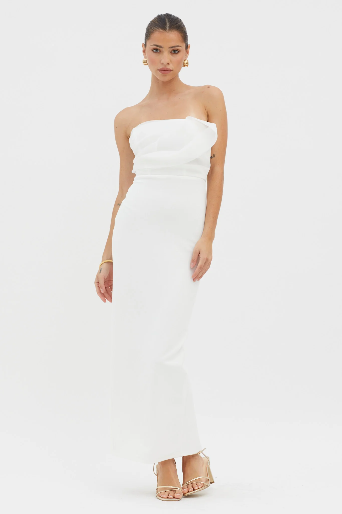 Karaline Strapless Bust Accent Maxi Dress White - Image 6