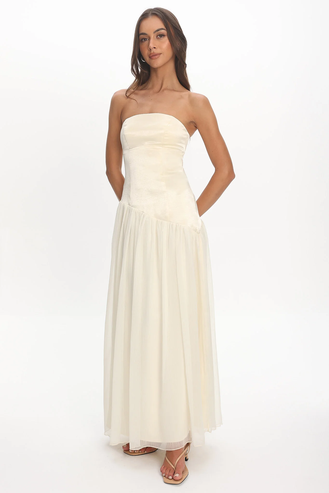 Karielle Asymmetric Drop Waist Maxi Dress Butter - Image 3