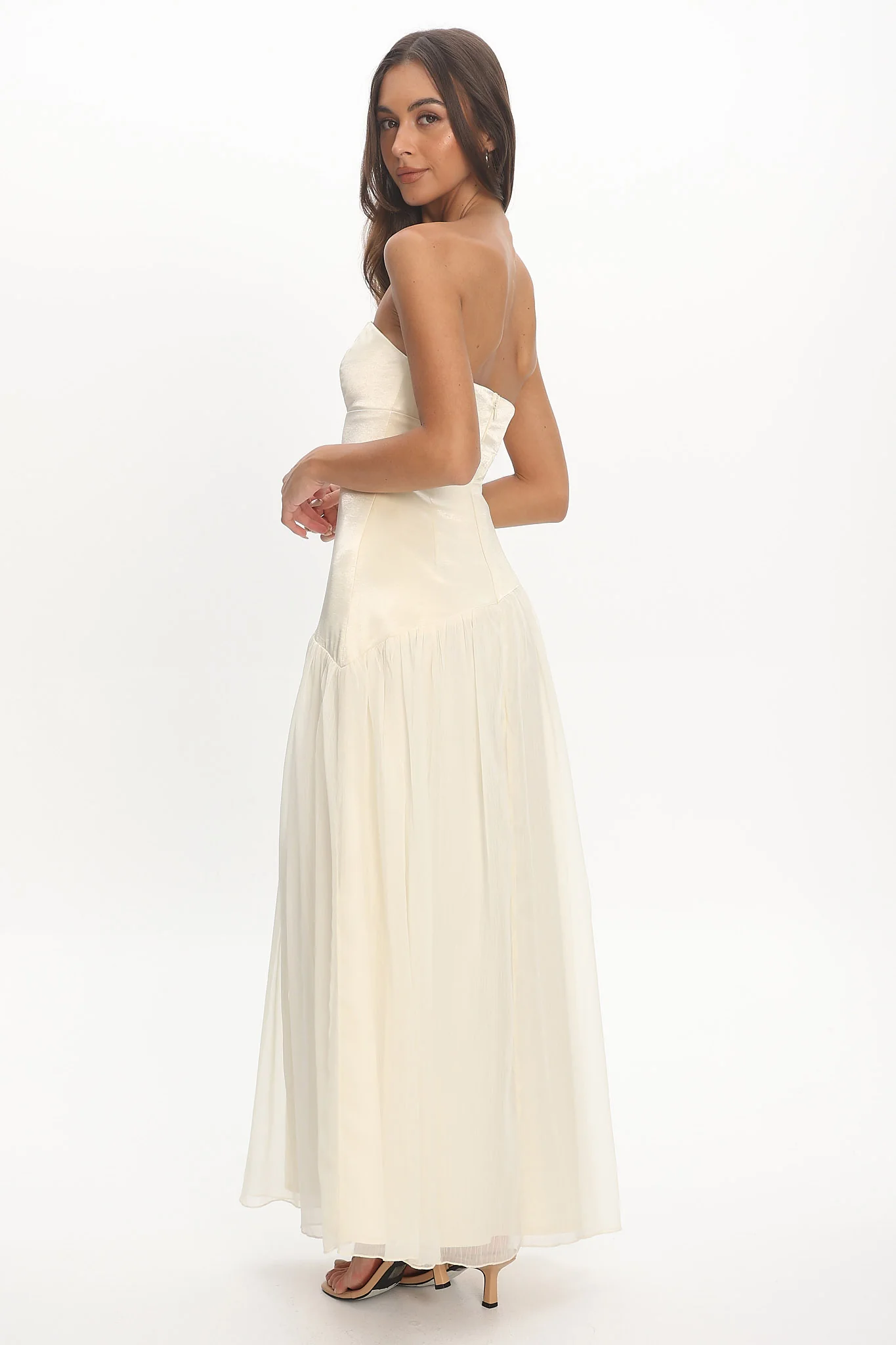 Karielle Asymmetric Drop Waist Maxi Dress Butter - Image 4