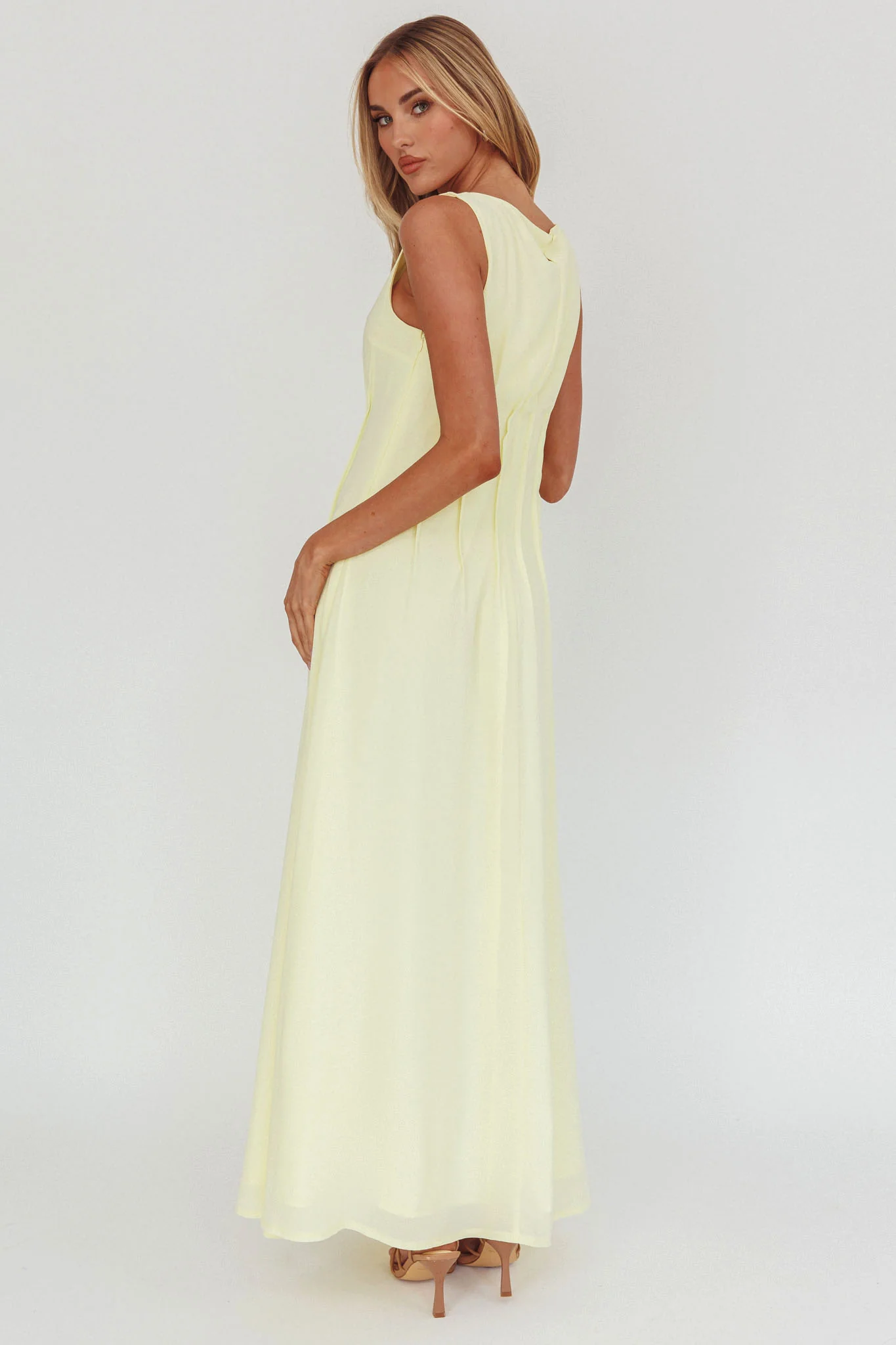 Karine Pintuck Pleat Maxi Dress Butter - Image 2
