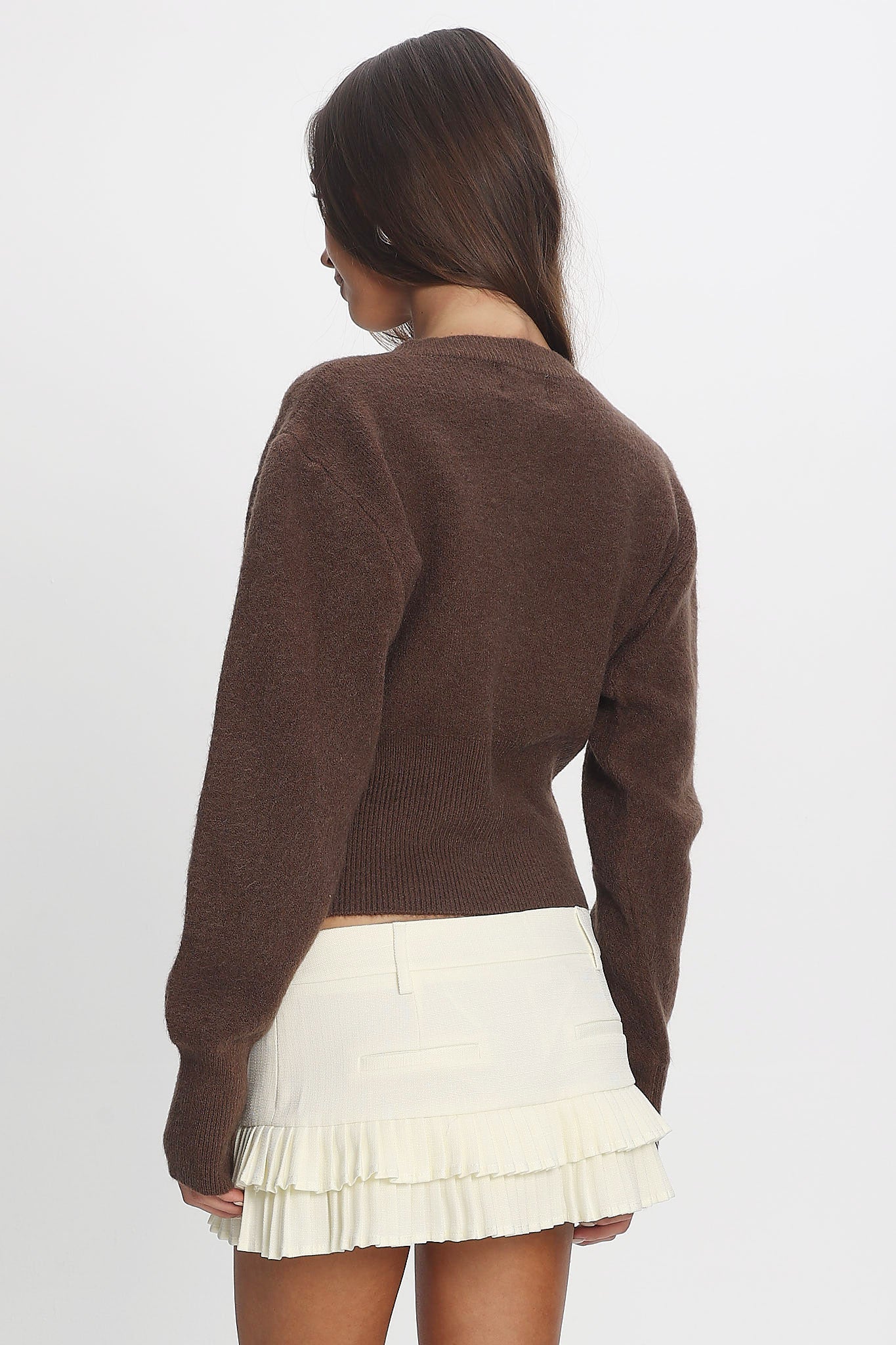 Karisa Zipper Hem Knit Top Mocha - Image 4