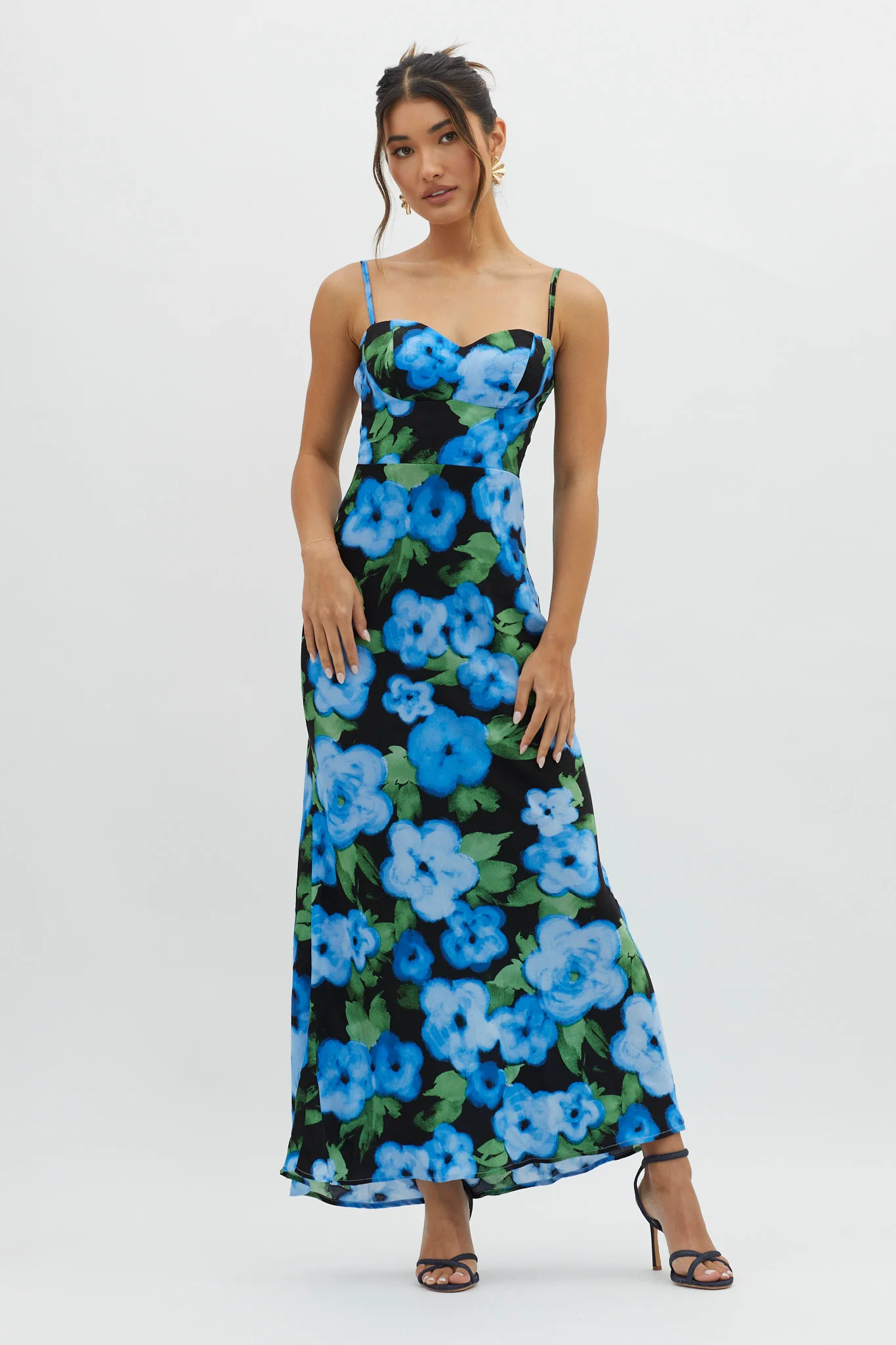Kasha Low Back Maxi Dress Floral Blue - Image 4