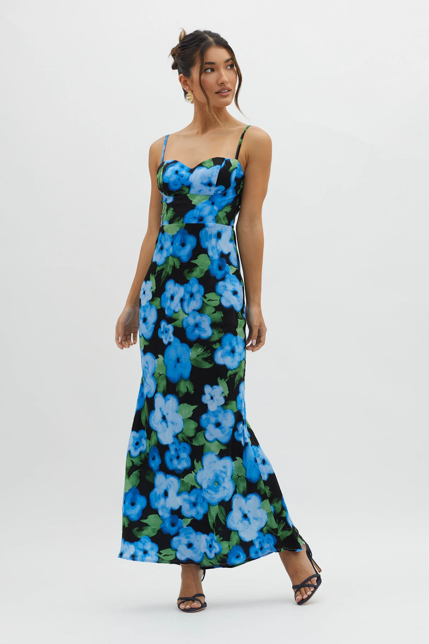 Kasha Low Back Maxi Dress Floral Blue - Image 5
