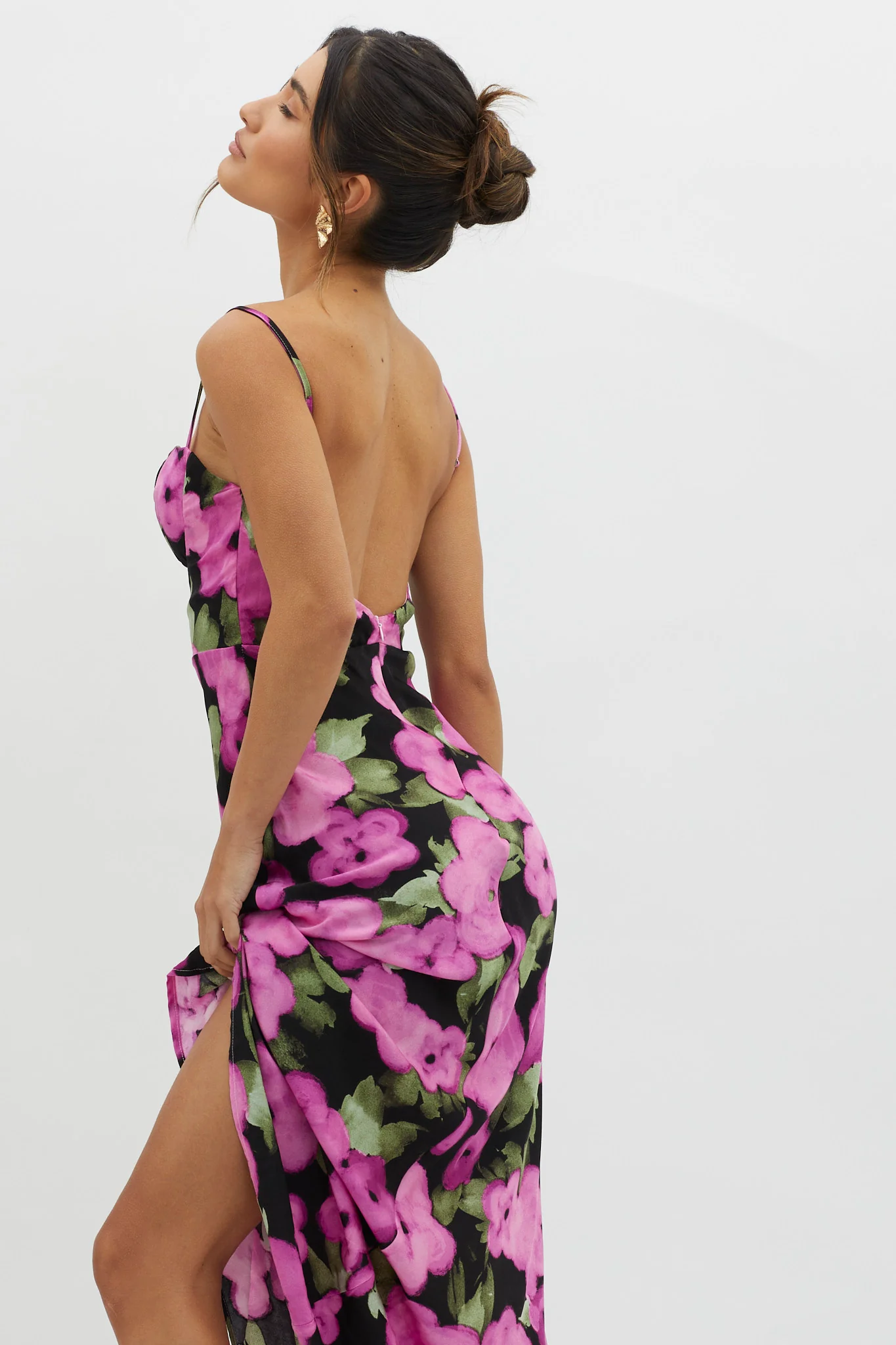 Kasha Low Back Maxi Dress Floral Pink - Image 3