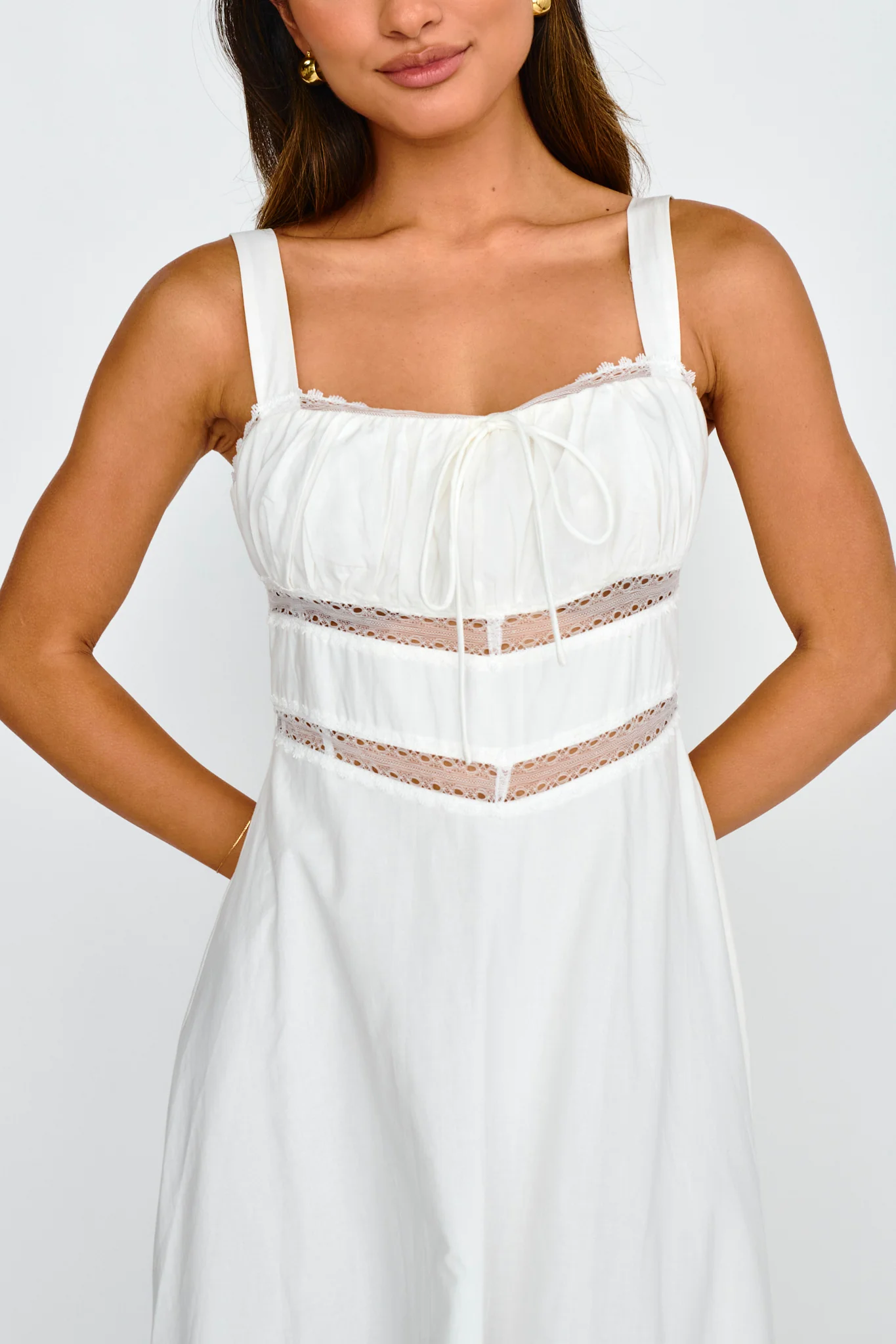Kasiah Lace Trim Maxi Dress White - Image 3