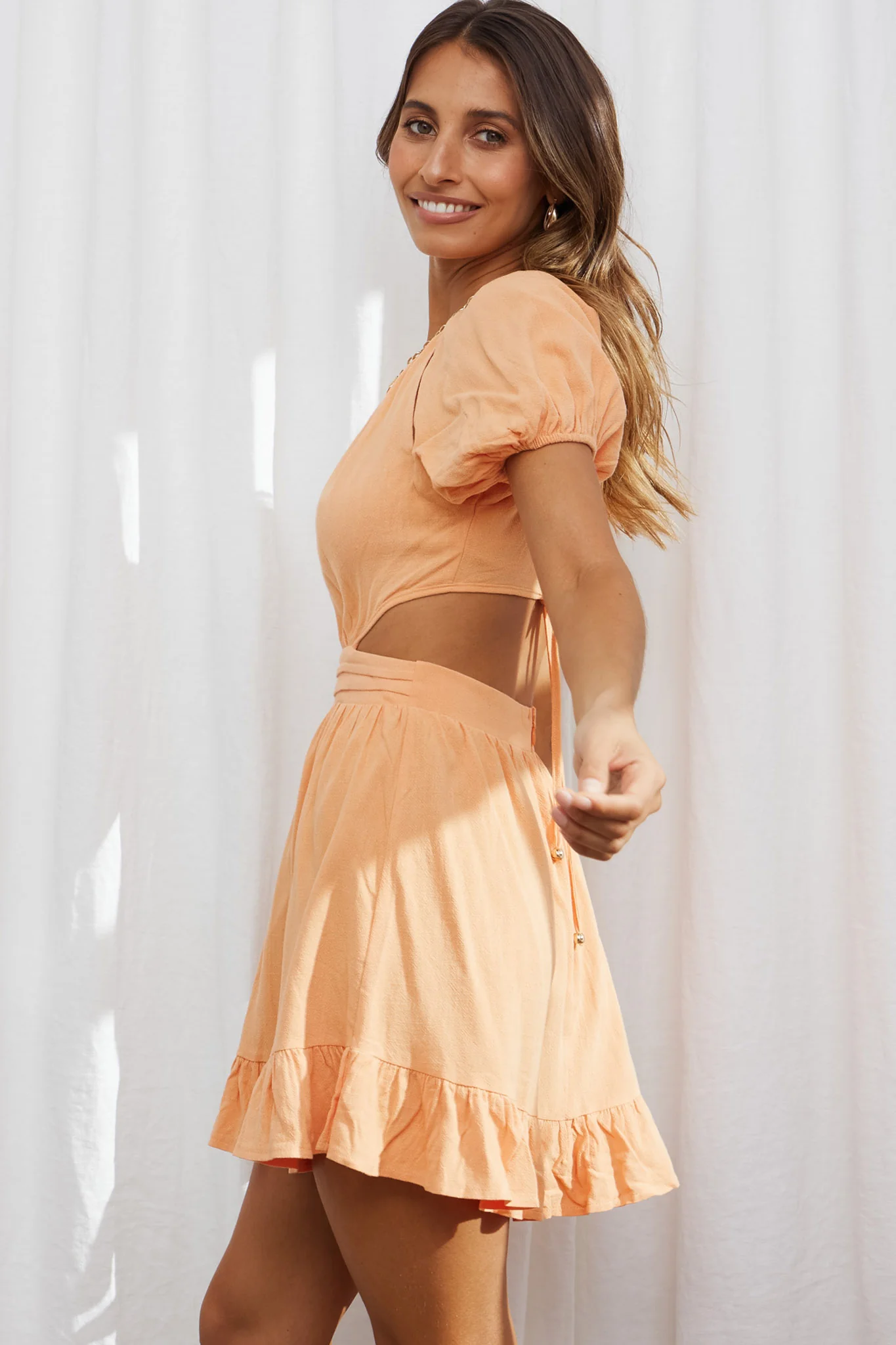 Kassidy Cut-Out Waist Mini Dress Tangerine - Image 8