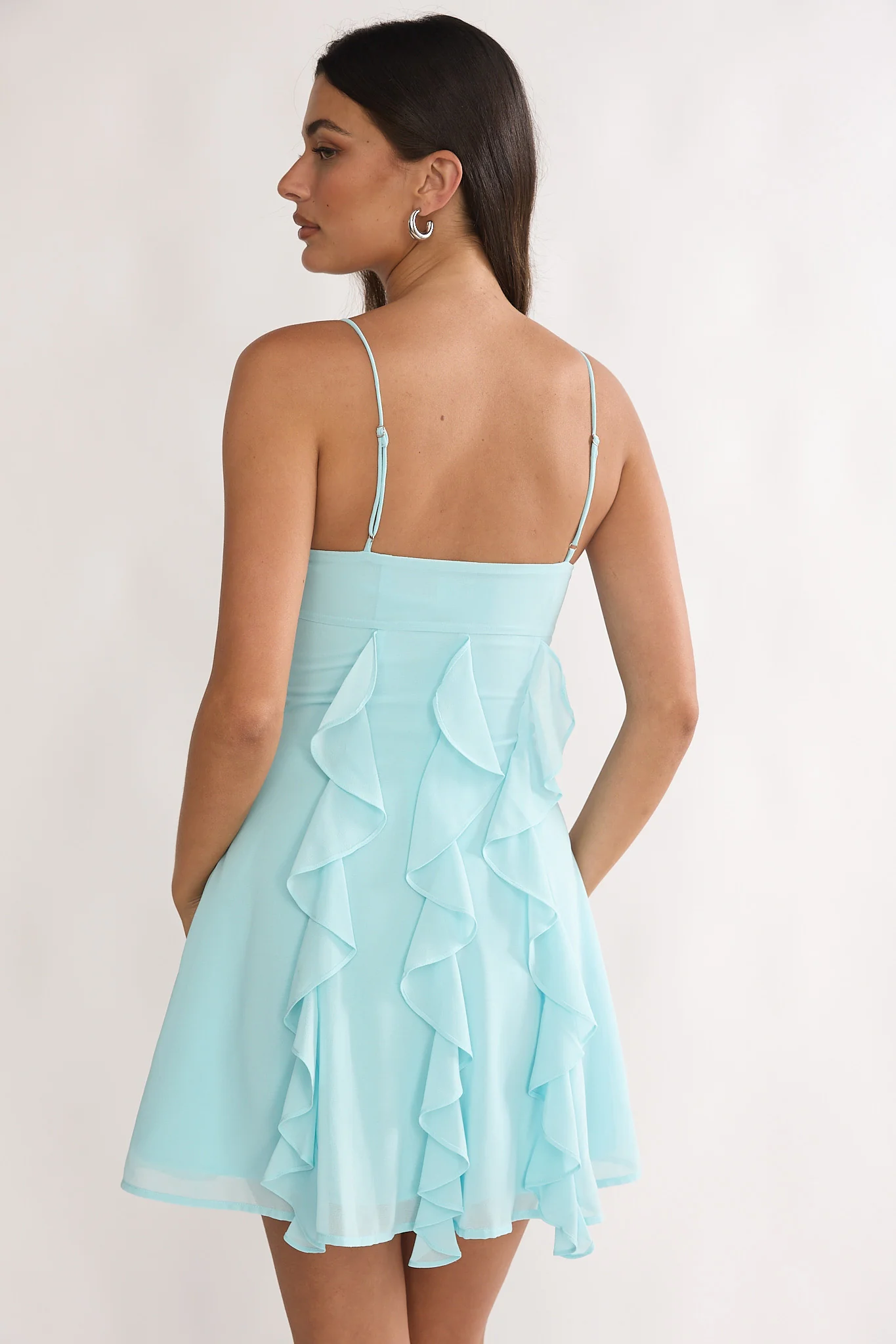 Katalia Ruffle Mini Dress Aqua - Image 2