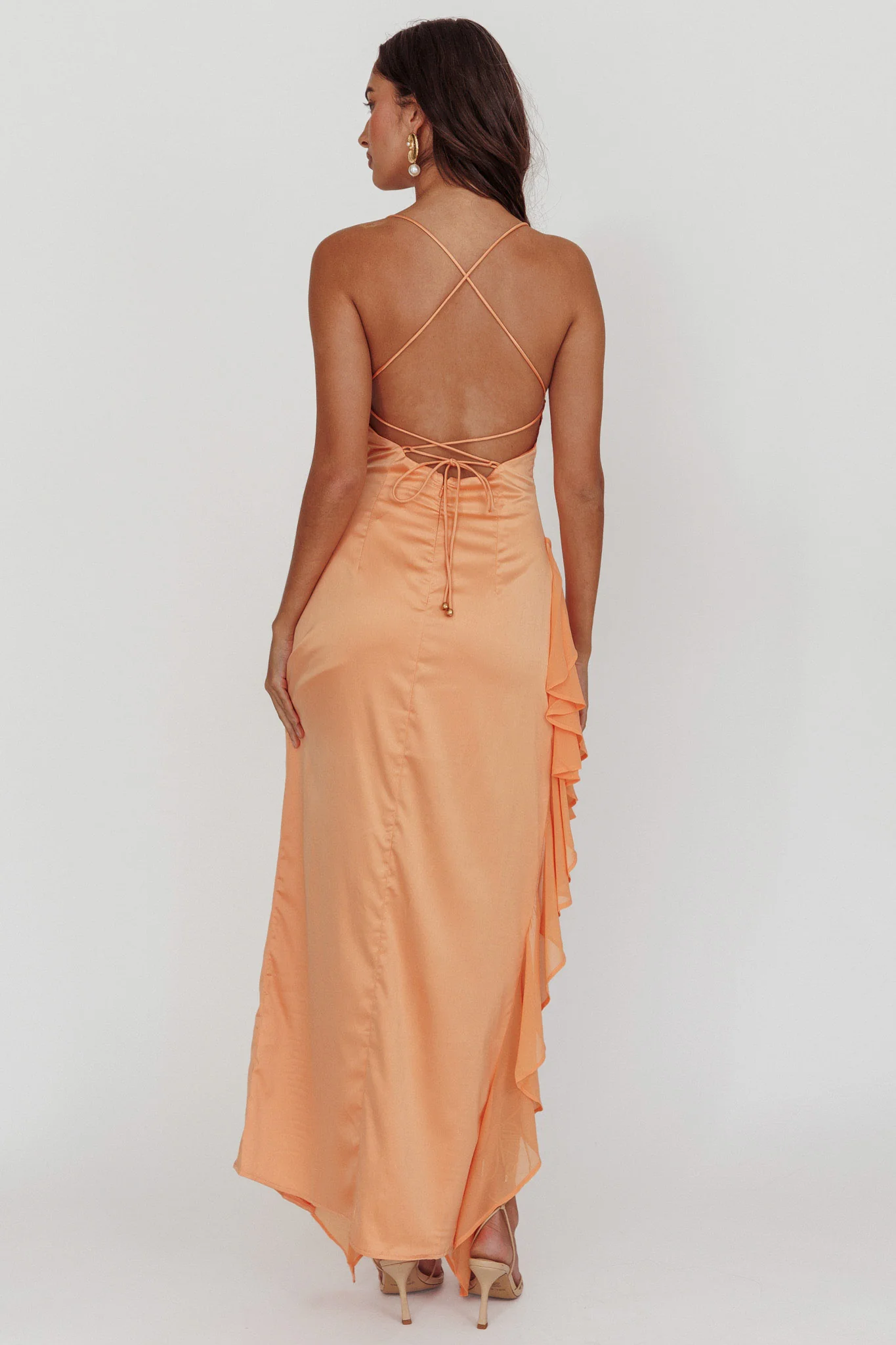 Katarina Satin Ruffle Hem Maxi Dress Mango - Image 2