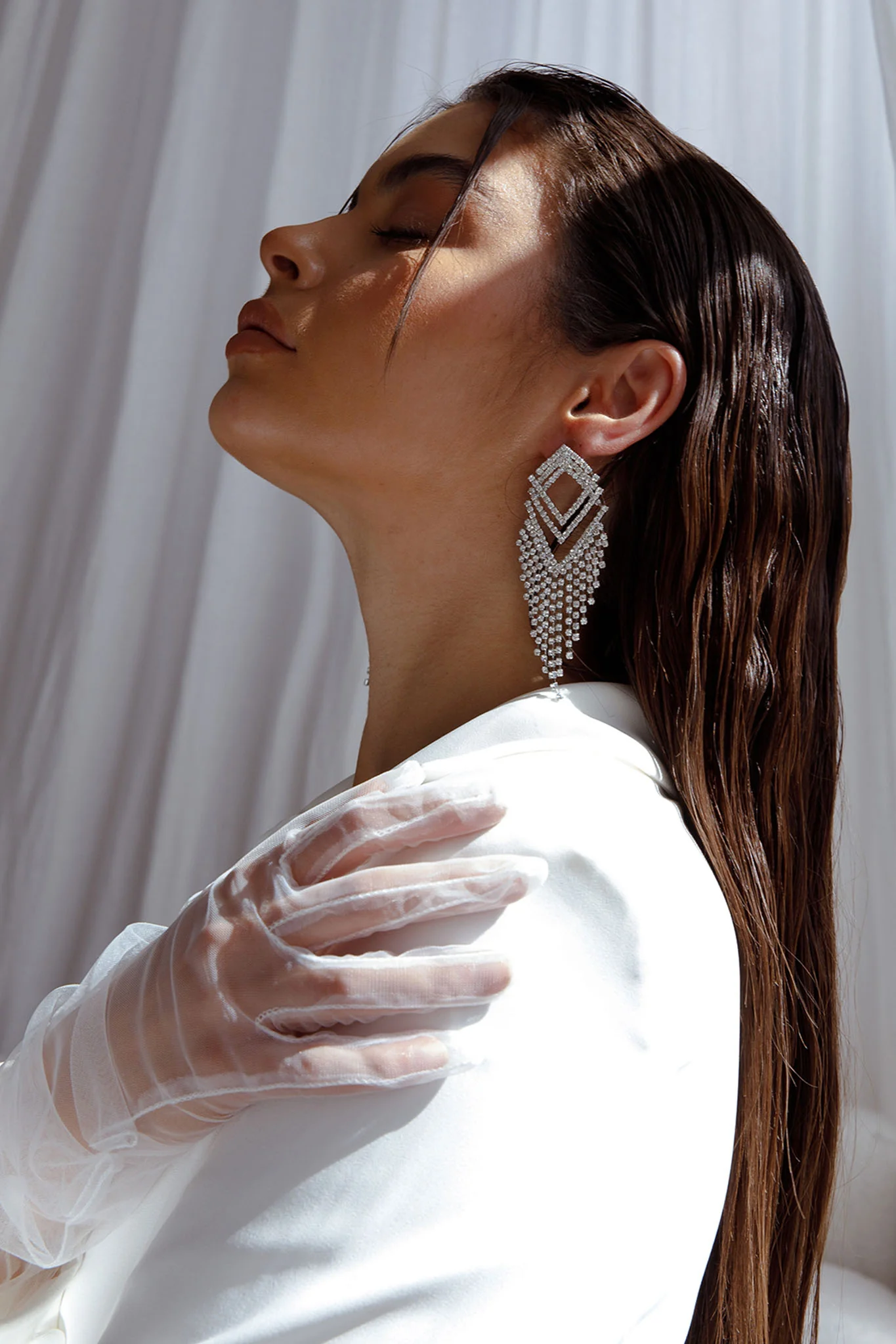 Kate Diamante Kite Drop Earrings Silver - Image 2