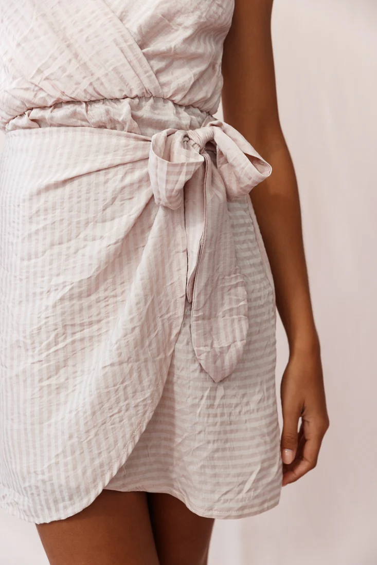 Kay Wrap Skirt Wooden Embellishment Dress Nude - Image 5