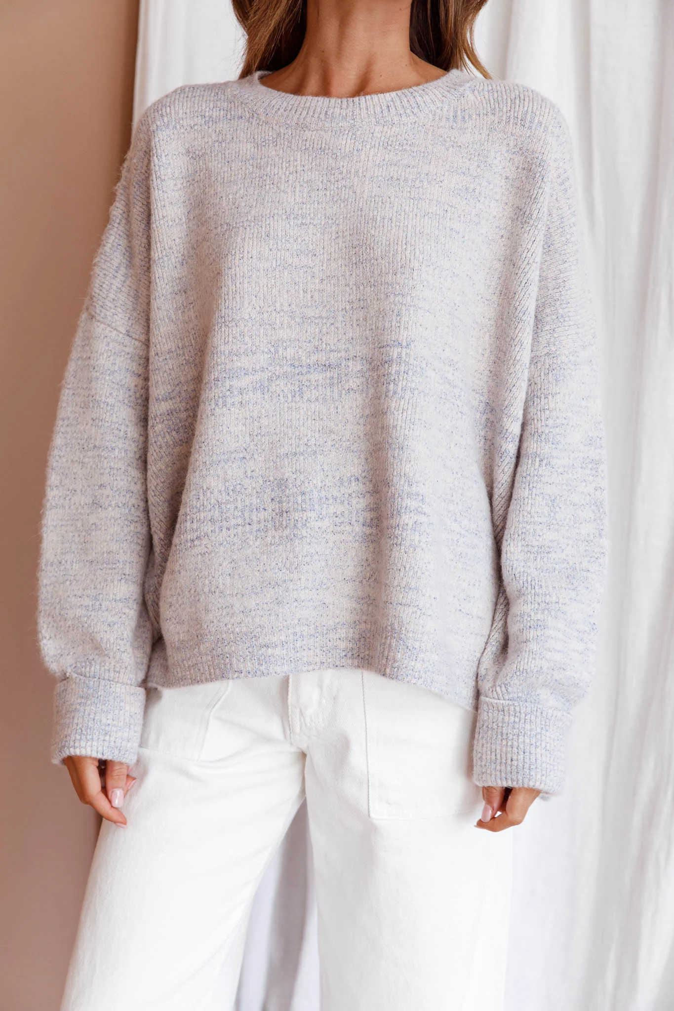 Kayce Dropped Shoulder Knit Sweater Grey - Image 4