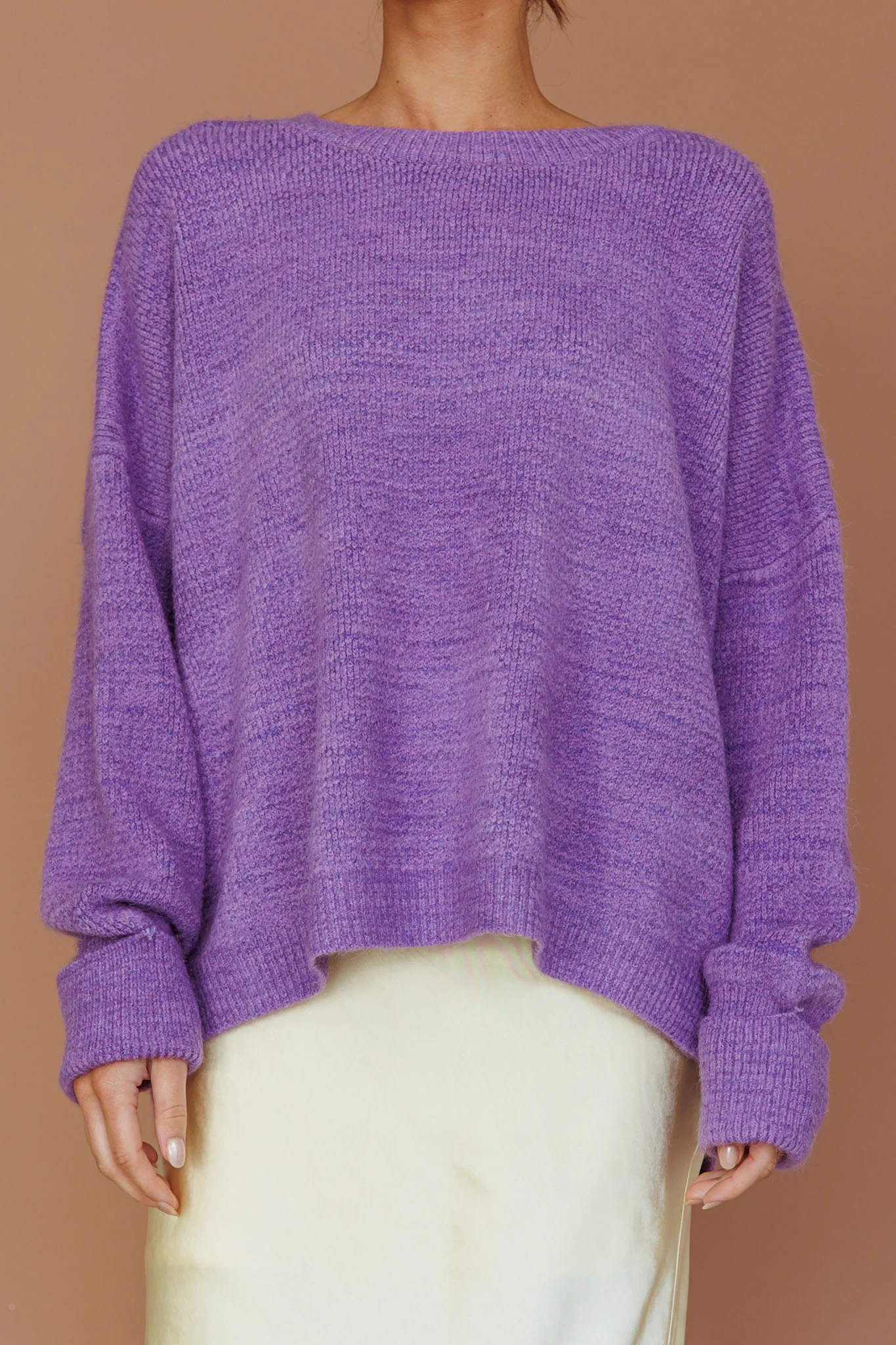 Kayce Dropped Shoulder Knit Sweater Purple - Image 4