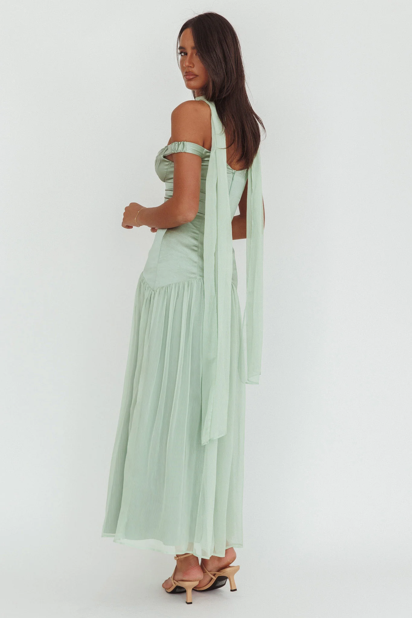 Kaycee Drop Waist Maxi Dress Sage - Image 2