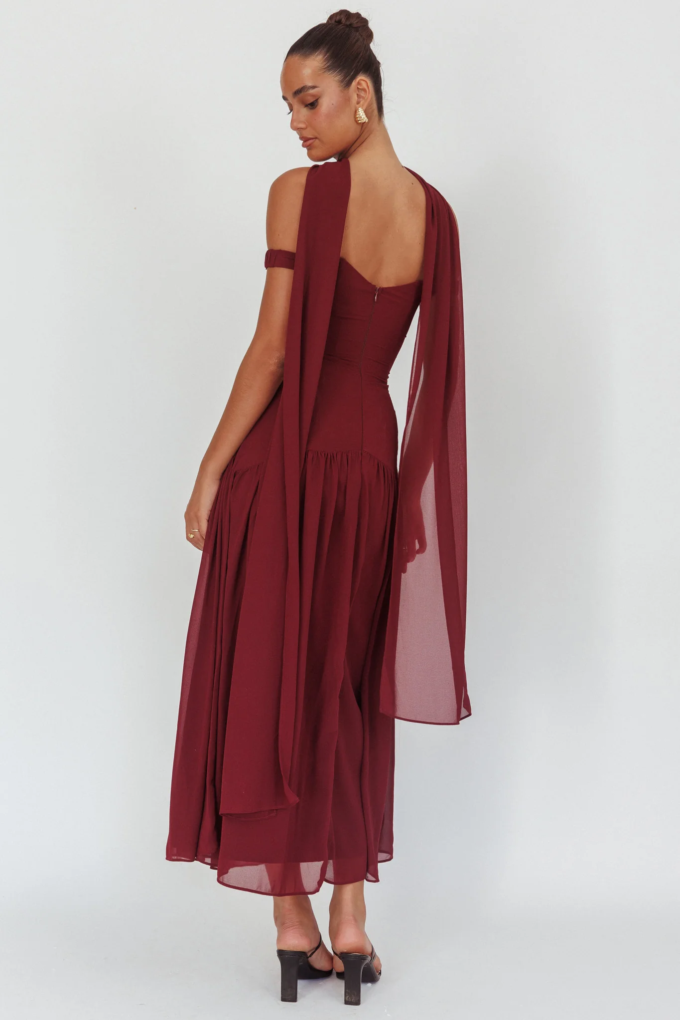 Kaycee Drop Waist Maxi Dress Wine - Image 2