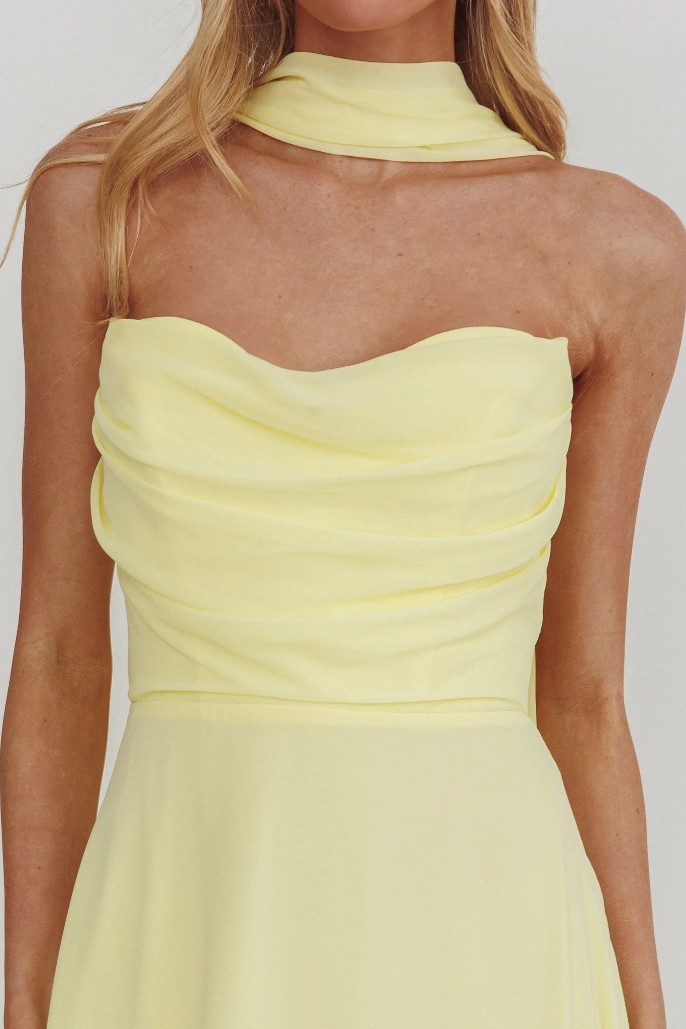 Kaycee Strapless Scarf Maxi Dress Yellow - Image 3
