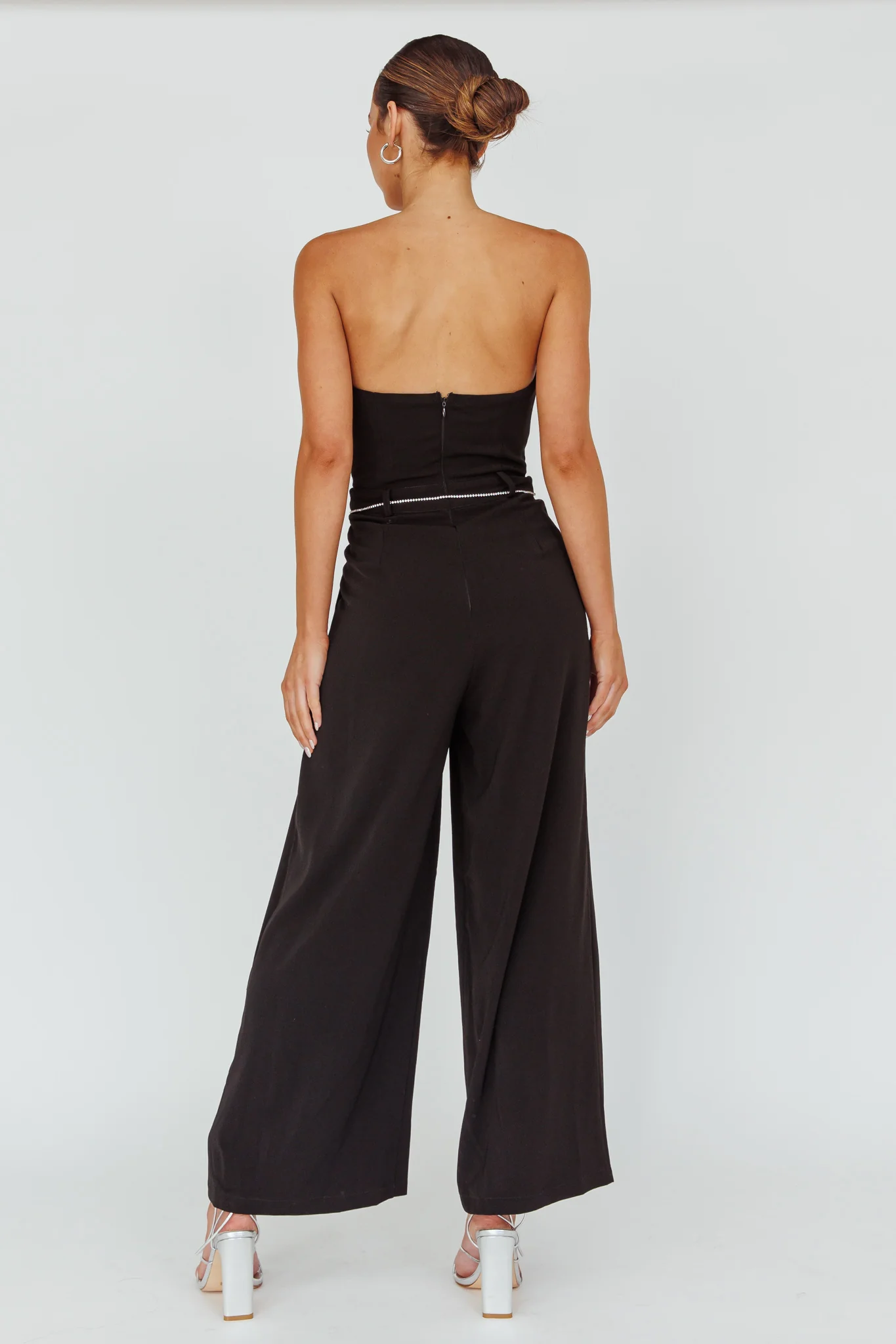 Kayte Strapless Belted Waist Jumpsuit Black - Image 2